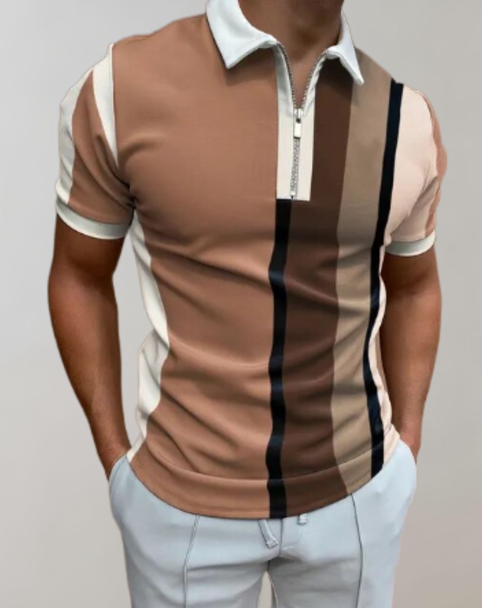 Clarence - Slim Fit Hemd für Herren mit Reißverschluss und zufälligem Druckdesign Hemd
