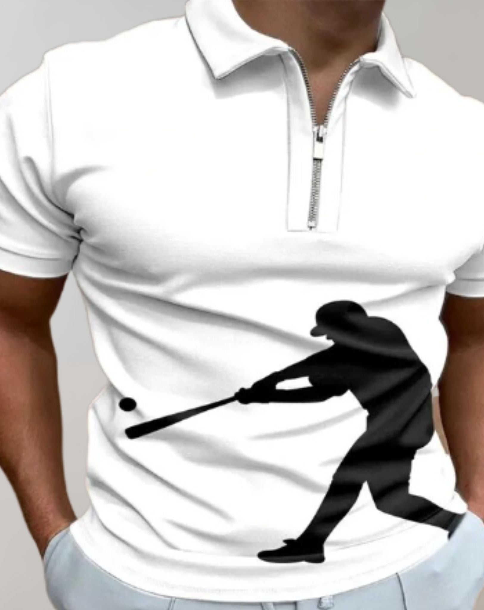 Clarence - Slim Fit Hemd für Herren mit Reißverschluss und zufälligem Druckdesign Hemd