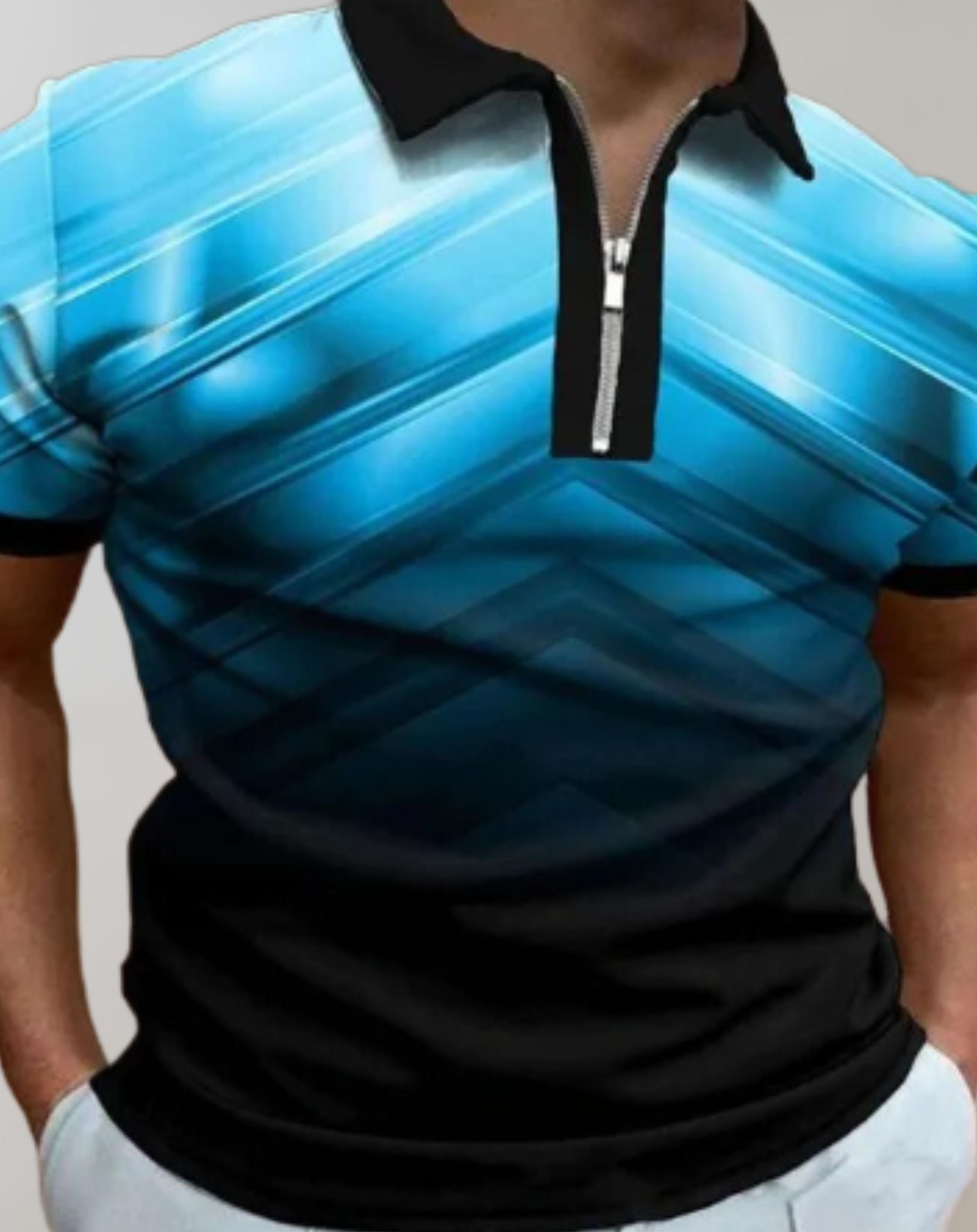 Clarence - Slim Fit Hemd für Herren mit Reißverschluss und zufälligem Druckdesign Hemd