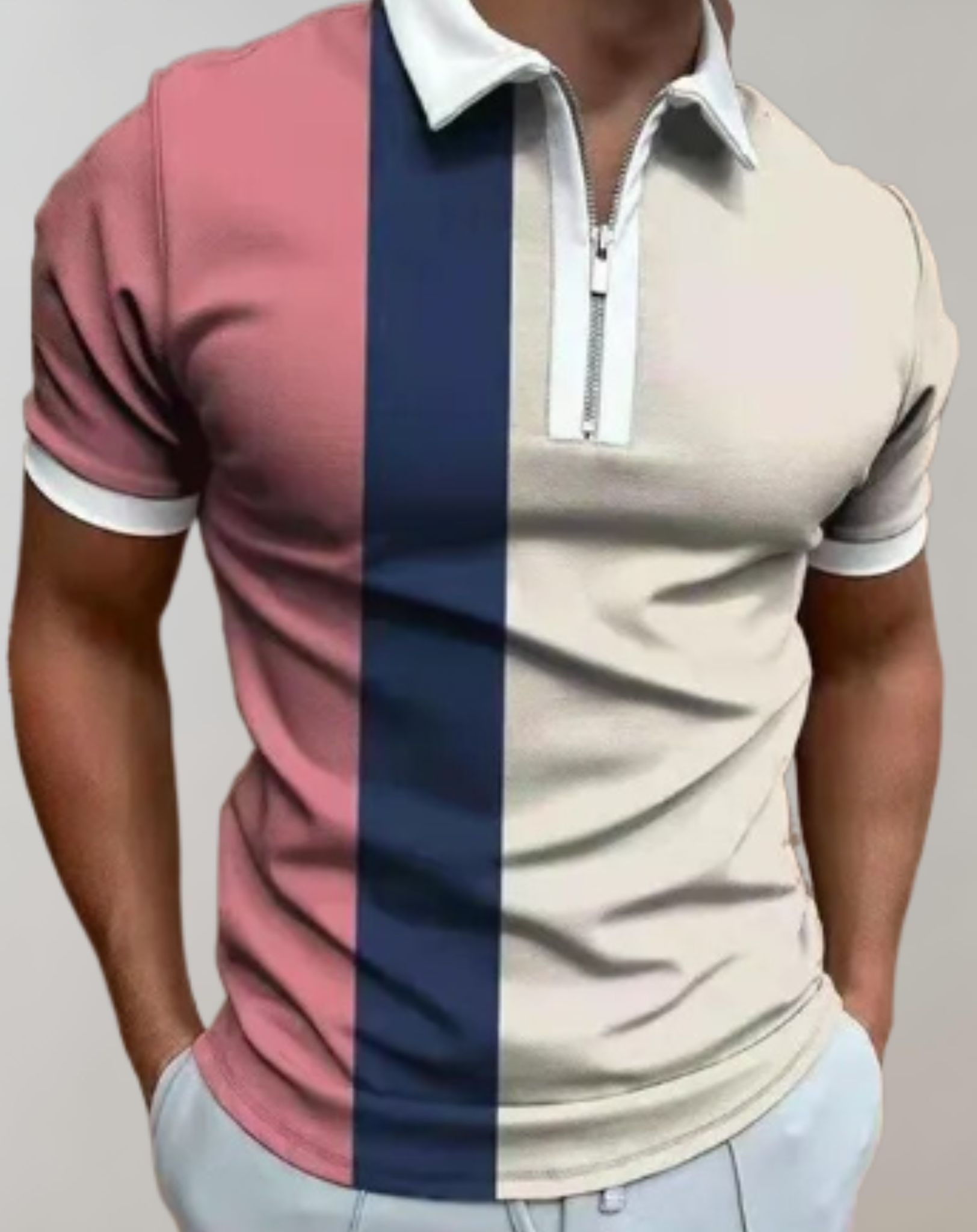 Clarence - Slim Fit Hemd für Herren mit Reißverschluss und zufälligem Druckdesign Hemd