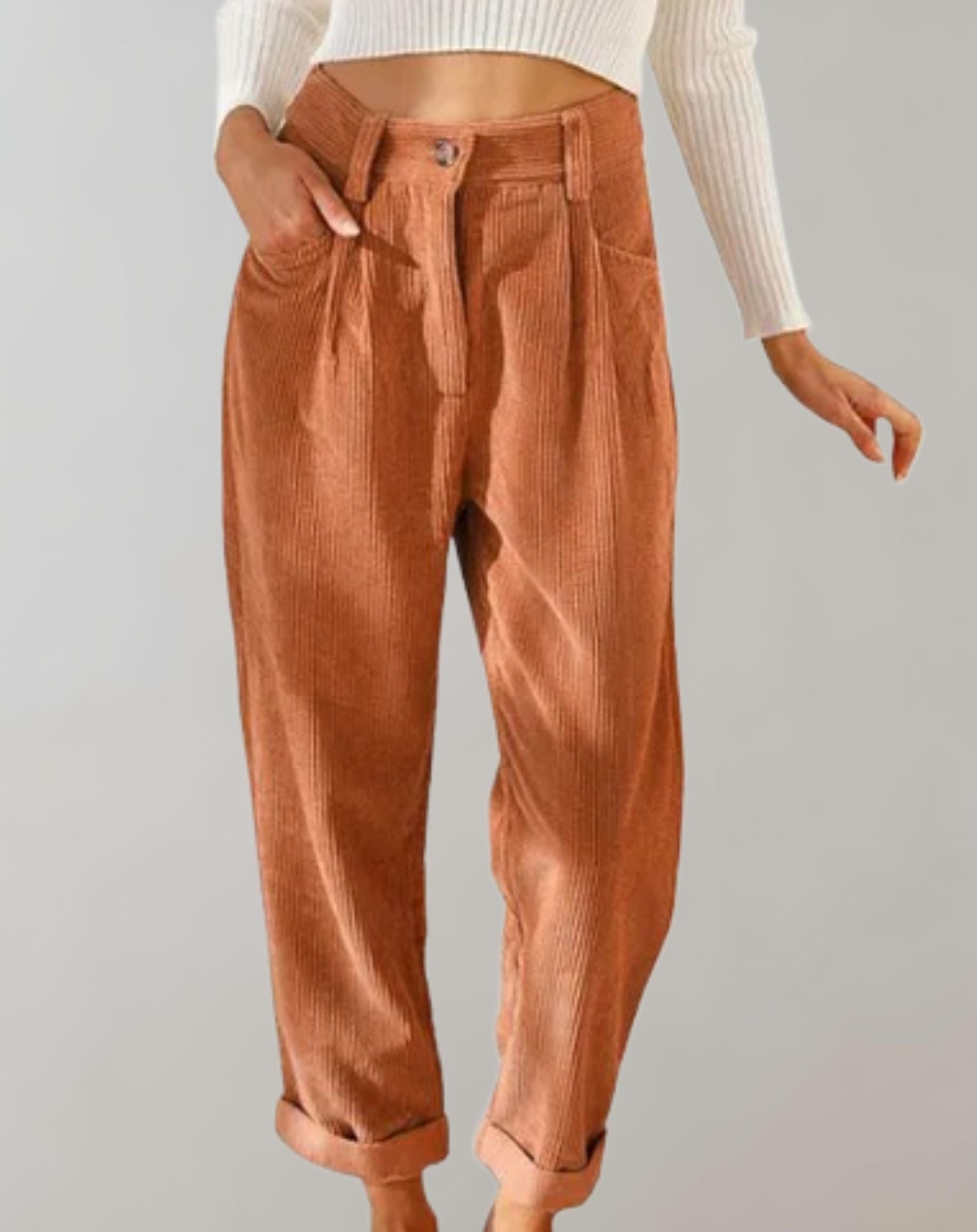 Eunice - Hoch taillierte Cordhose mit weitem Bein Hose