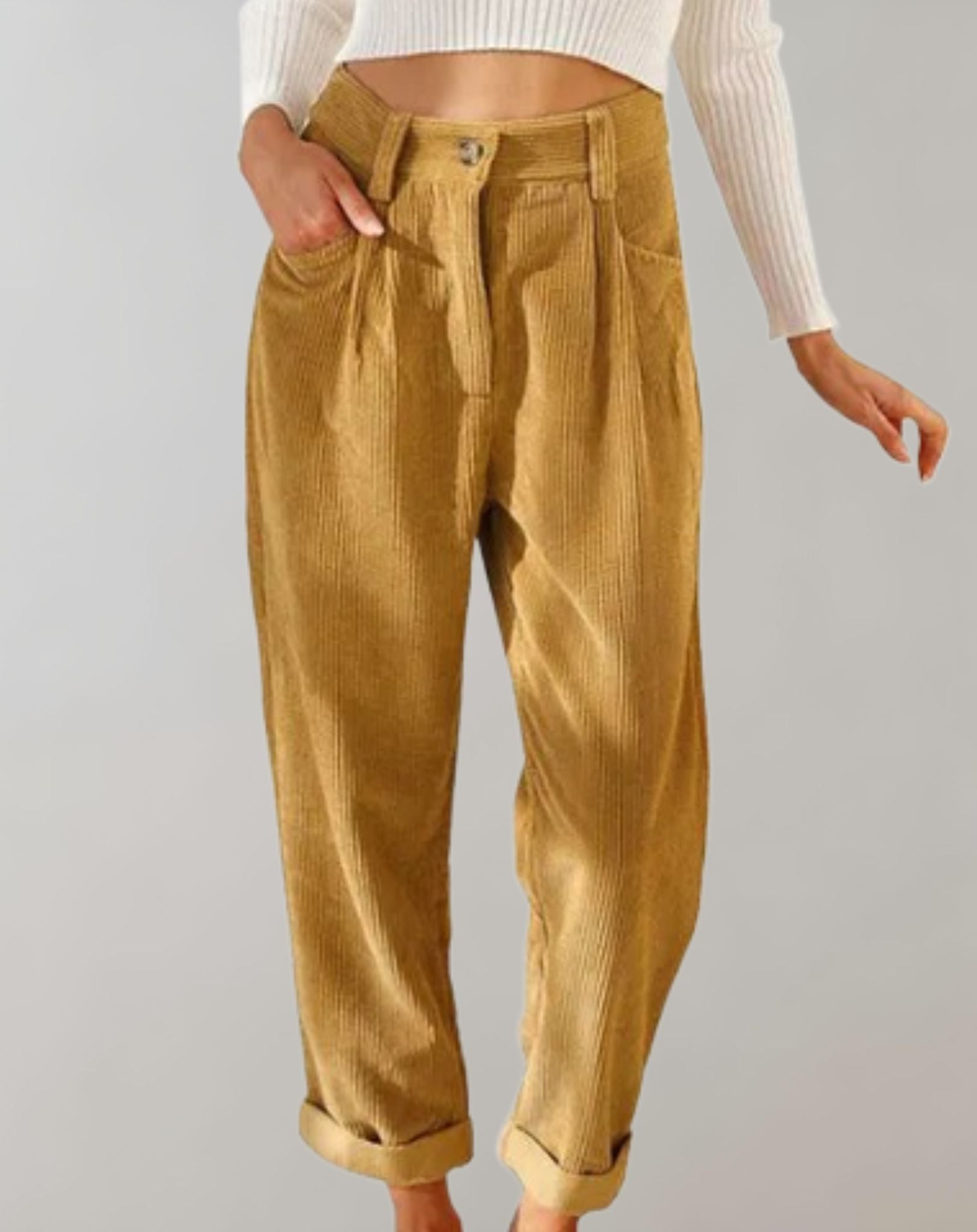 Eunice - Hoch taillierte Cordhose mit weitem Bein Hose