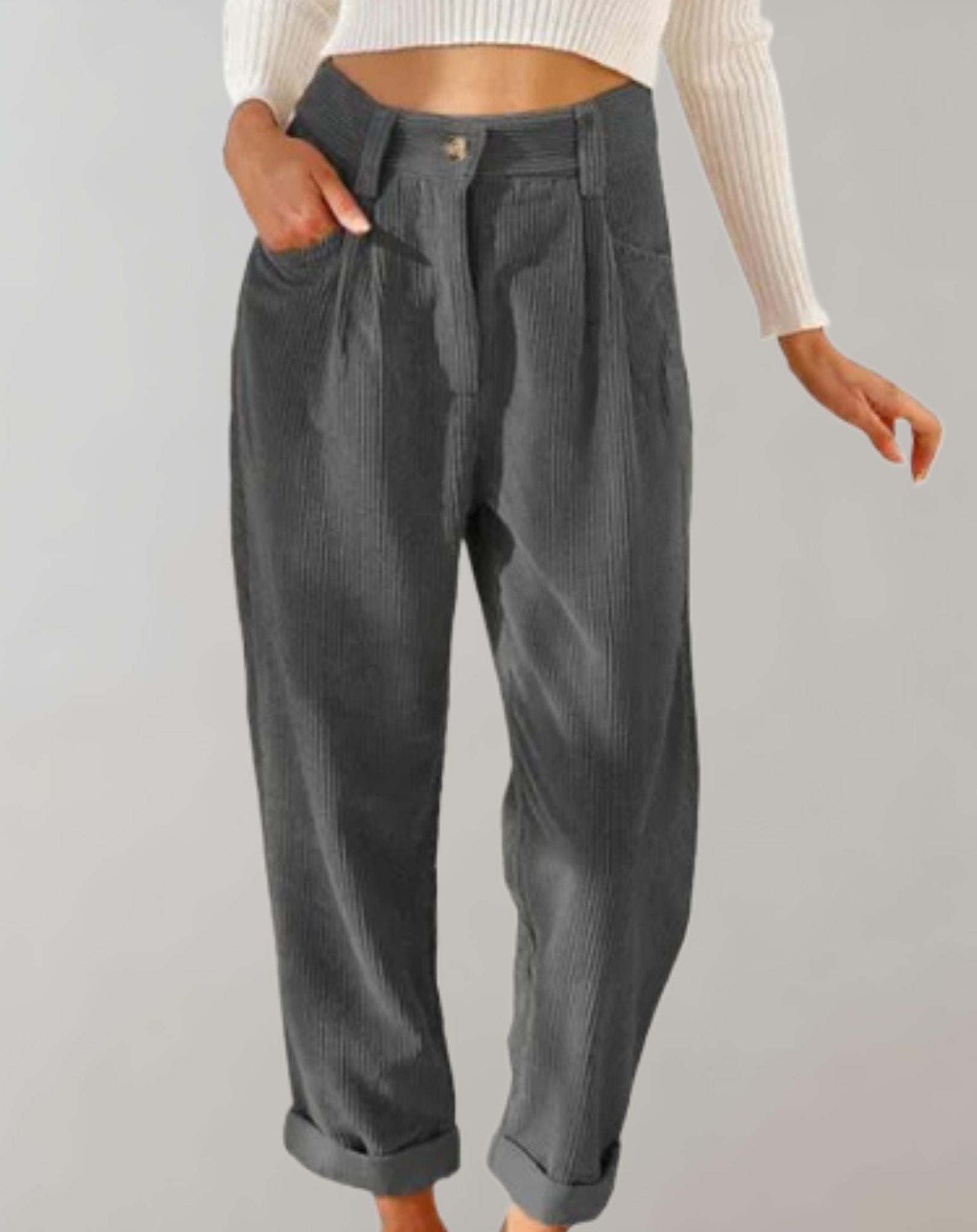 Eunice - Hoch taillierte Cordhose mit weitem Bein Hose