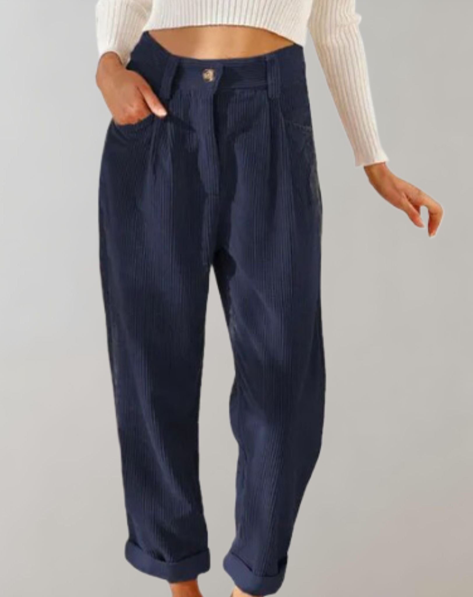 Eunice - Hoch taillierte Cordhose mit weitem Bein Hose