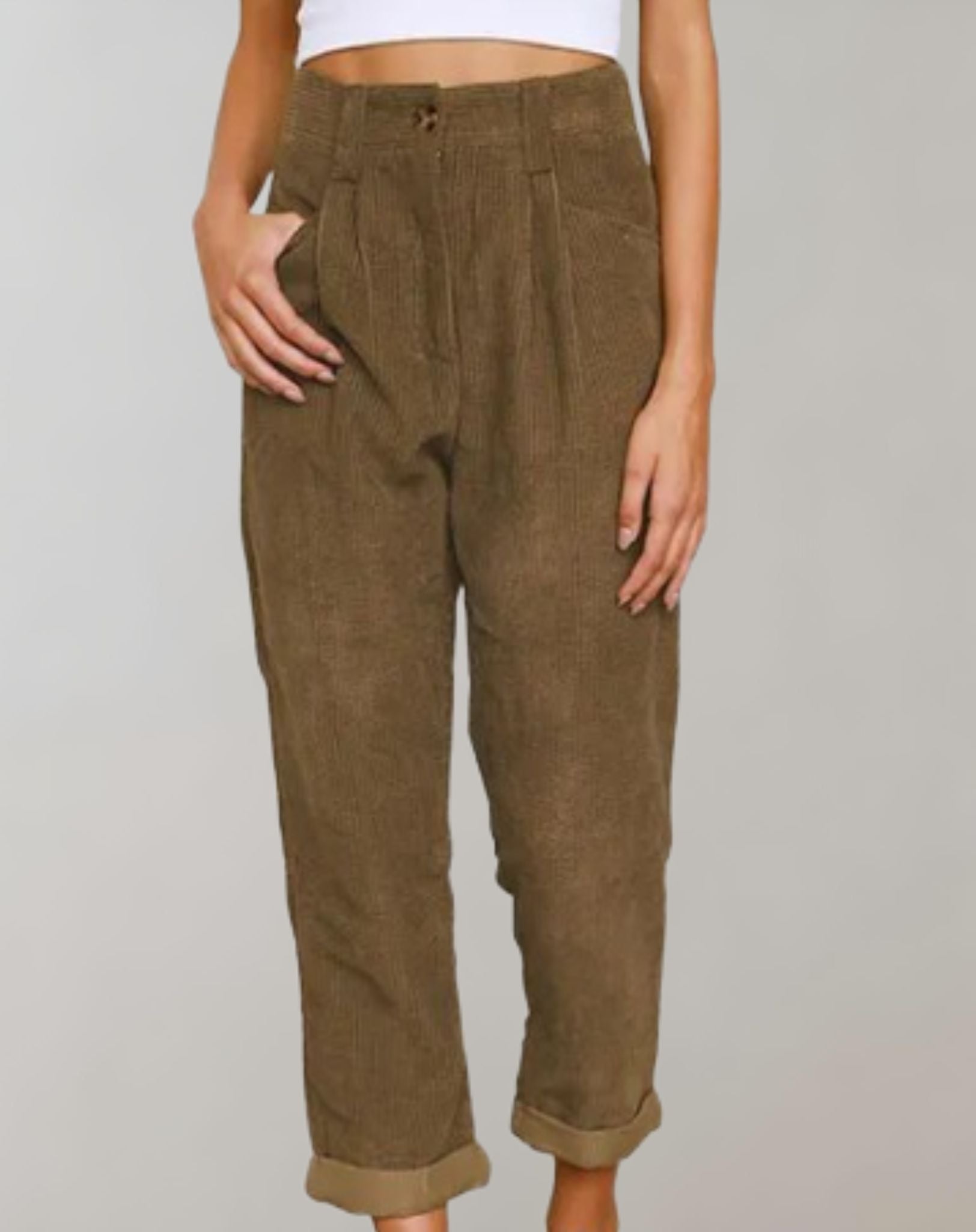 Eunice - Hoch taillierte Cordhose mit weitem Bein Hose