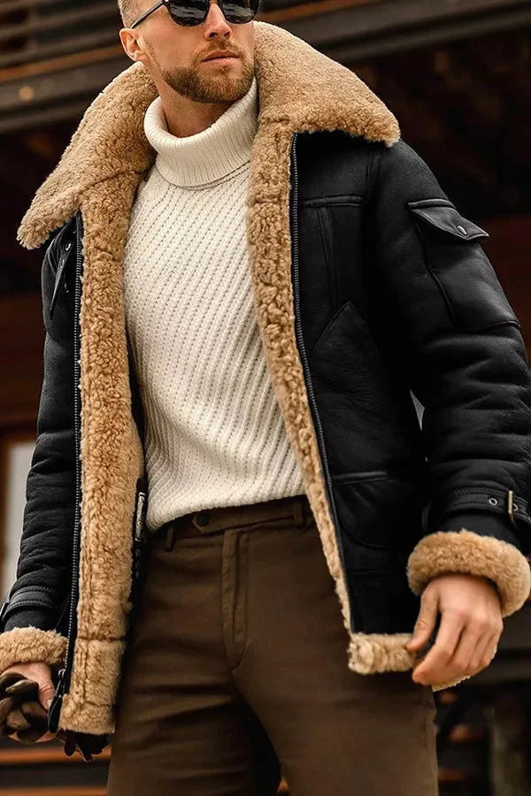 Luxuriöse Herren Winterjacke mit Teddyfutter - stylische und warme Outdoorjacke