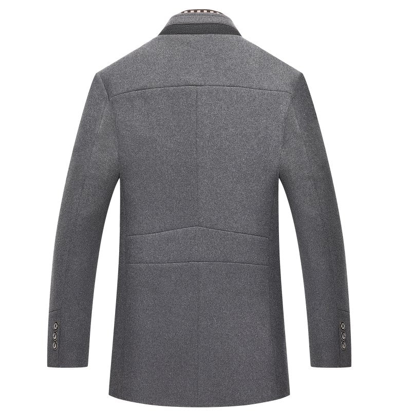 Eleganter Herrenmantel mit Stehkragen und gestepptem Innenfutter