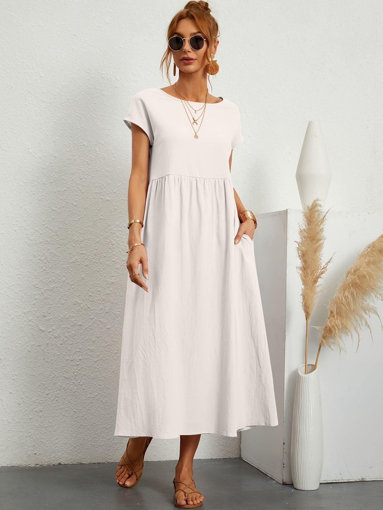 Renee - Vintage Sommerkleid mit Kurzarm und elegantem Design