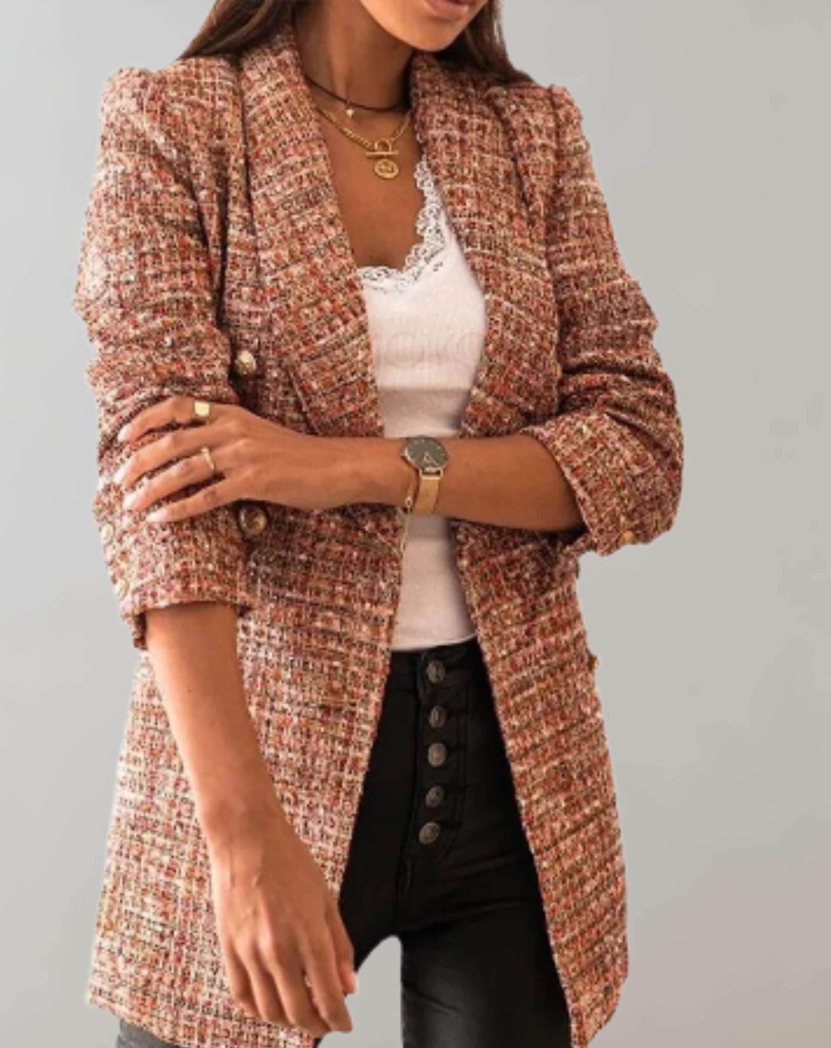 Janice - Schön sitzender Pullover aus gewebtem Stoff mit Seitentaschen Sweater
