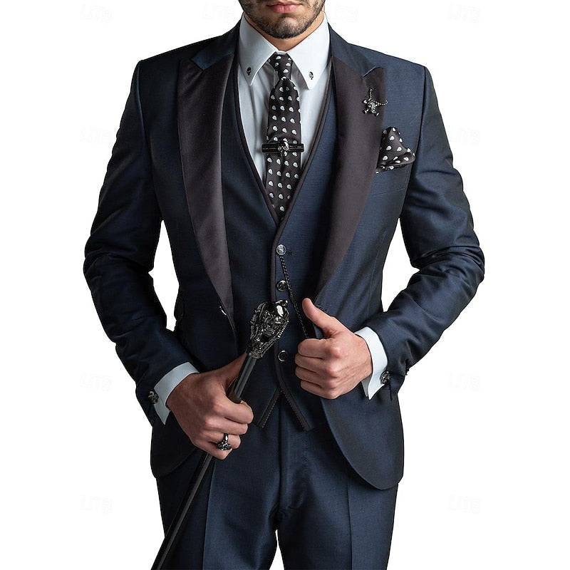Eleganter 3-teiliger Anzug für Herren – Slim Fit Businessanzug mit Weste und Krawatte