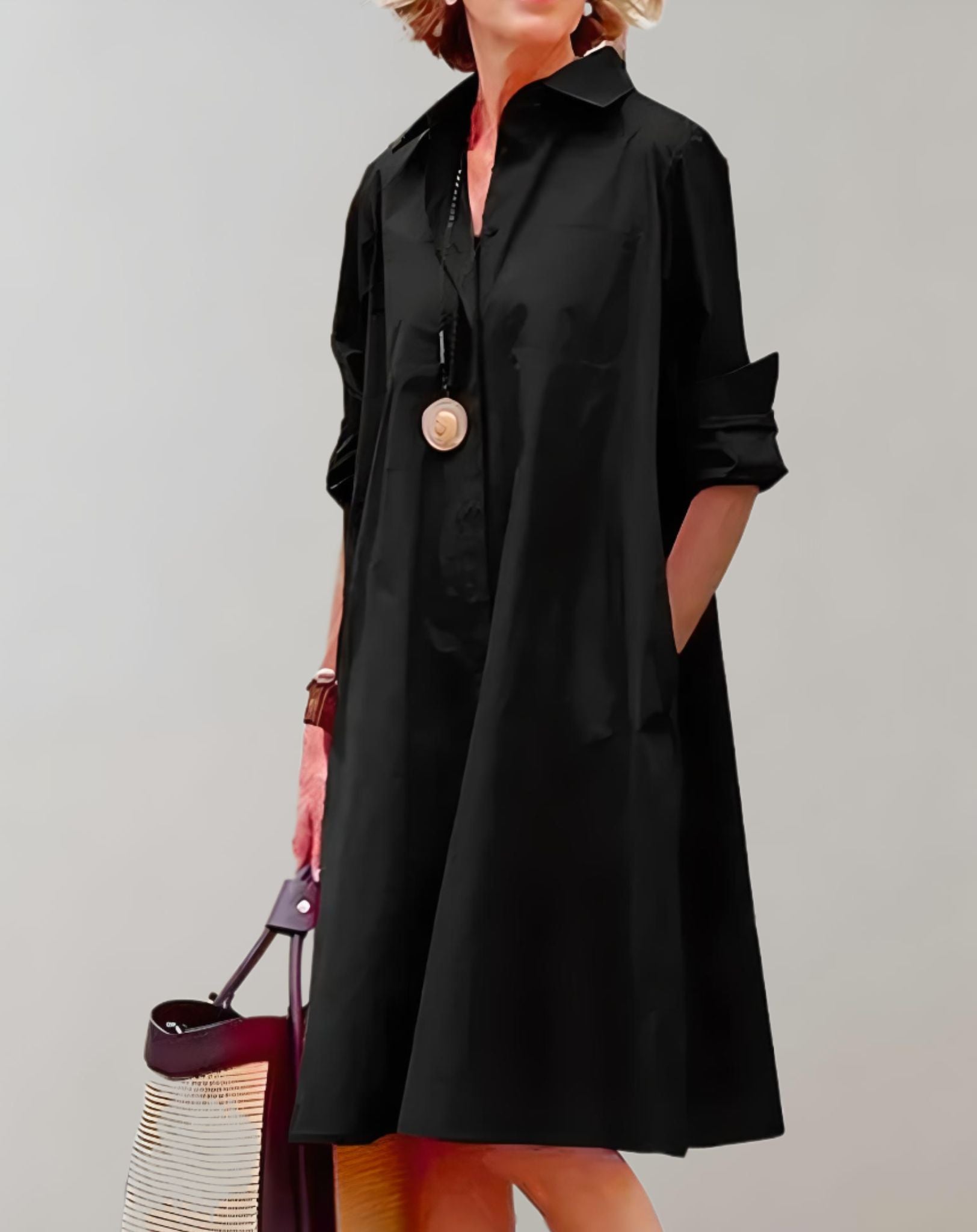 Julia - Schön sitzendes weites Kleid mit Seitentaschen und halblangen Ärmeln Kleid