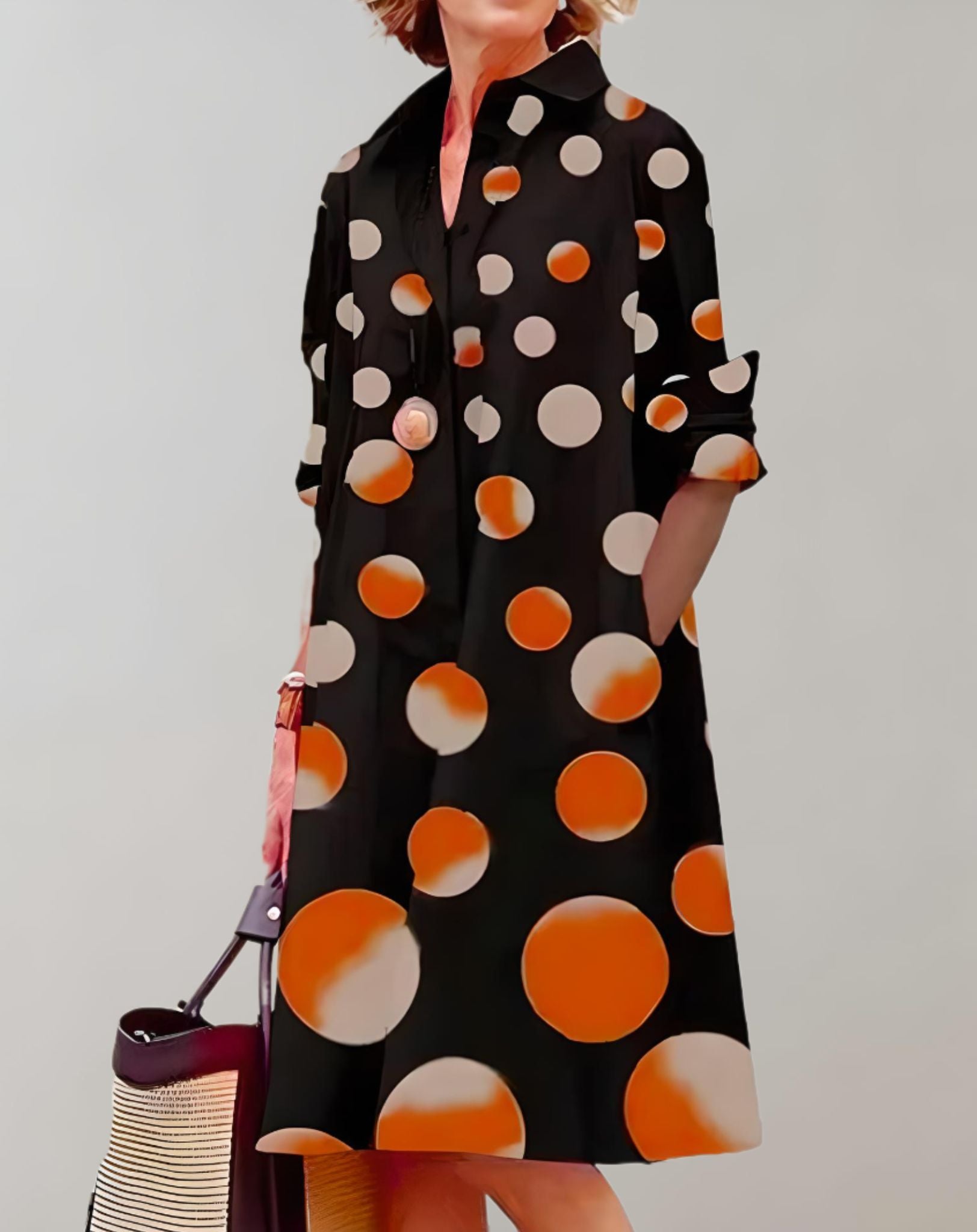 Julia - Schön sitzendes weites Kleid mit Seitentaschen und halblangen Ärmeln Kleid