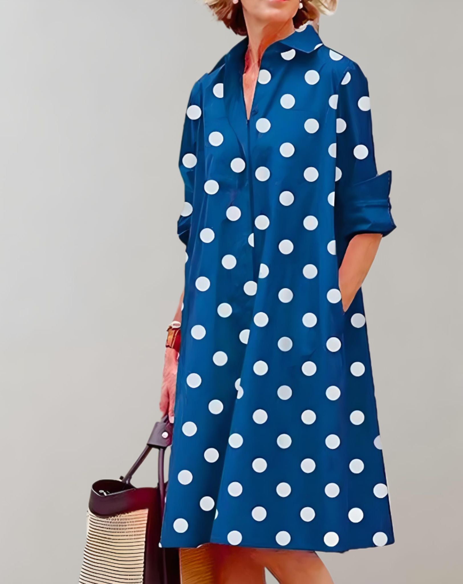 Julia - Schön sitzendes weites Kleid mit Seitentaschen und halblangen Ärmeln Kleid