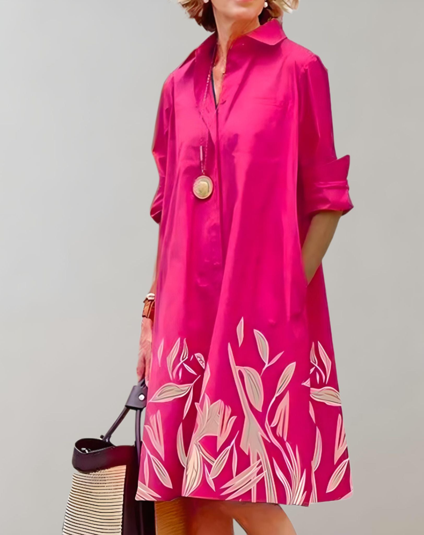 Julia - Schön sitzendes weites Kleid mit Seitentaschen und halblangen Ärmeln Kleid