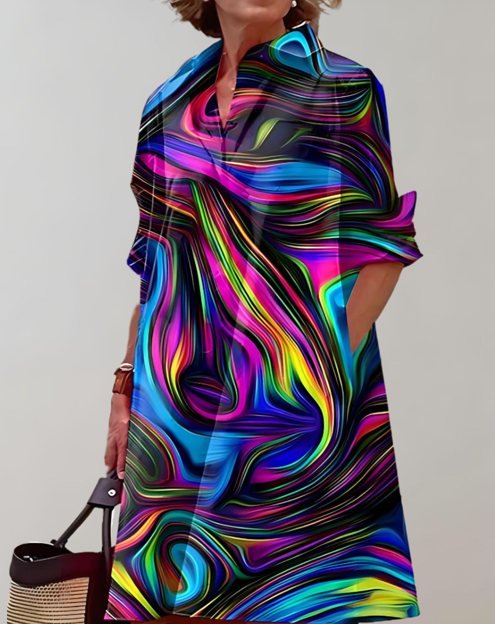 Julia - Schön sitzendes weites Kleid mit Seitentaschen und halblangen Ärmeln Kleid
