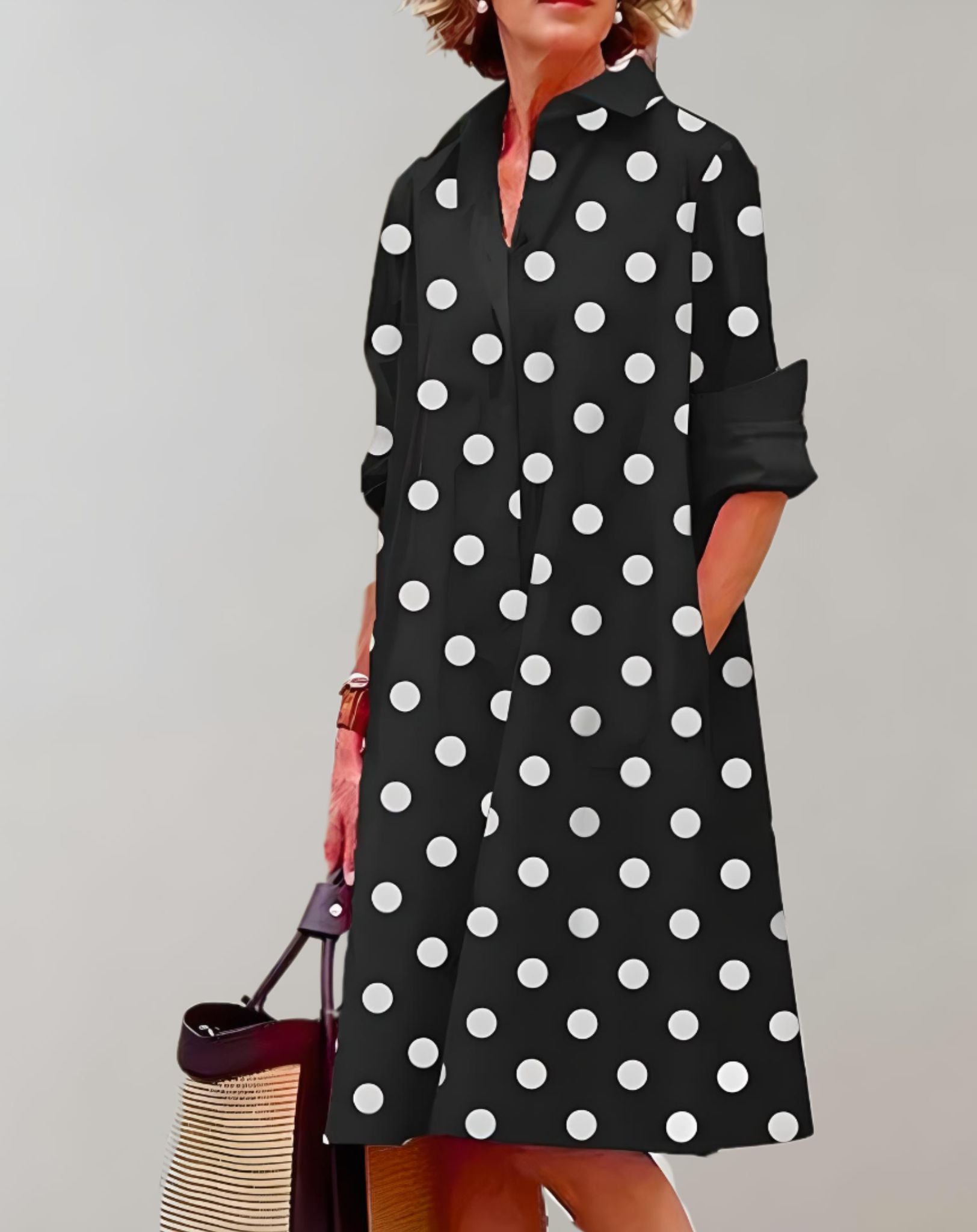 Julia - Schön sitzendes weites Kleid mit Seitentaschen und halblangen Ärmeln Kleid