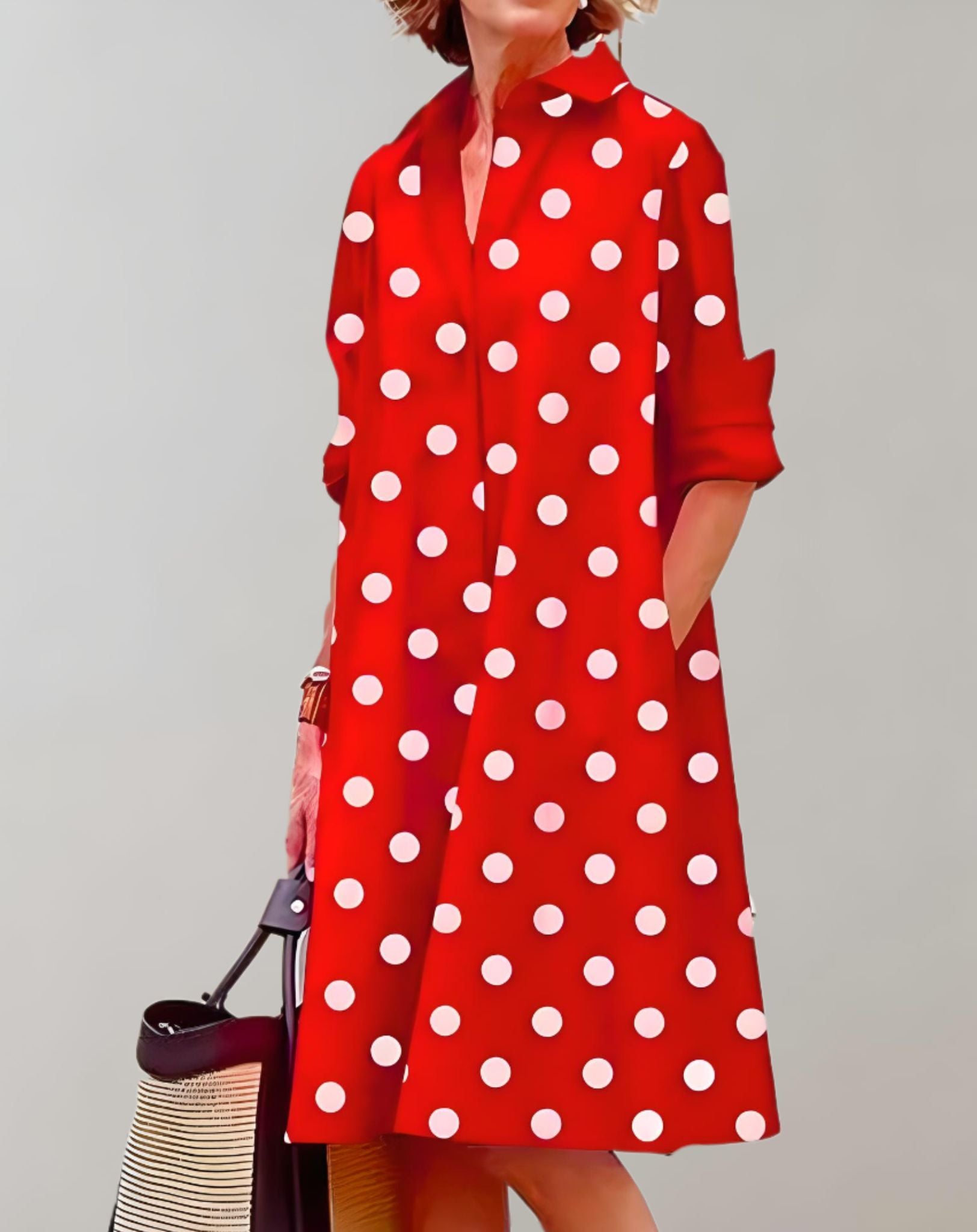 Julia - Schön sitzendes weites Kleid mit Seitentaschen und halblangen Ärmeln Kleid