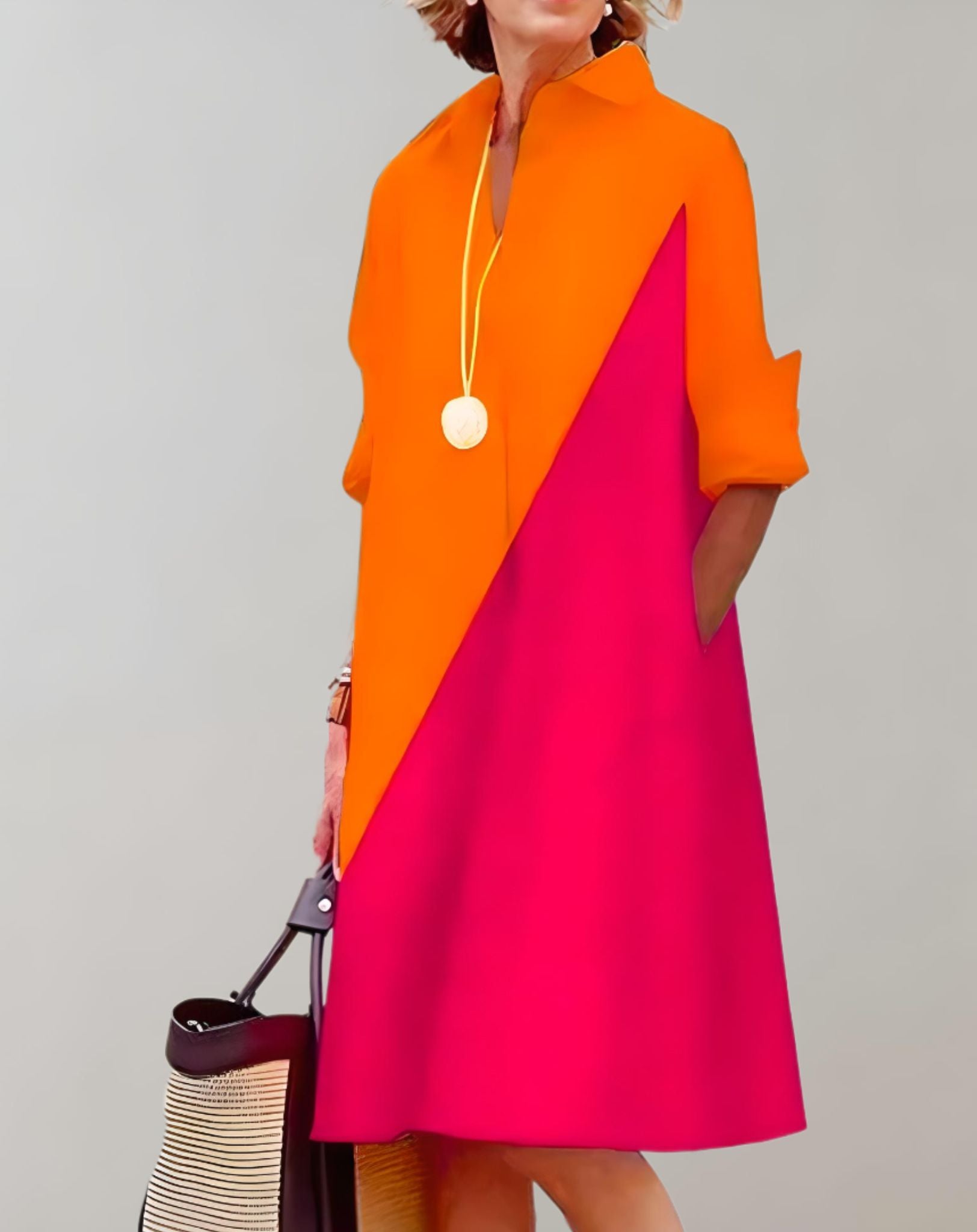 Julia - Schön sitzendes weites Kleid mit Seitentaschen und halblangen Ärmeln Kleid