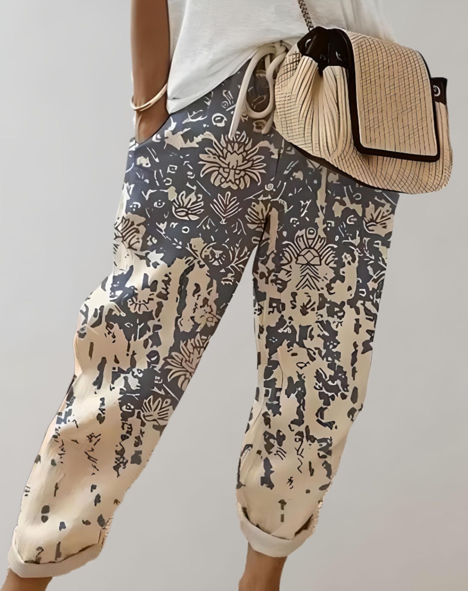 Kyla - Kurze Hose mit Strumpfband weitem Bein und zufälligem Design Hose