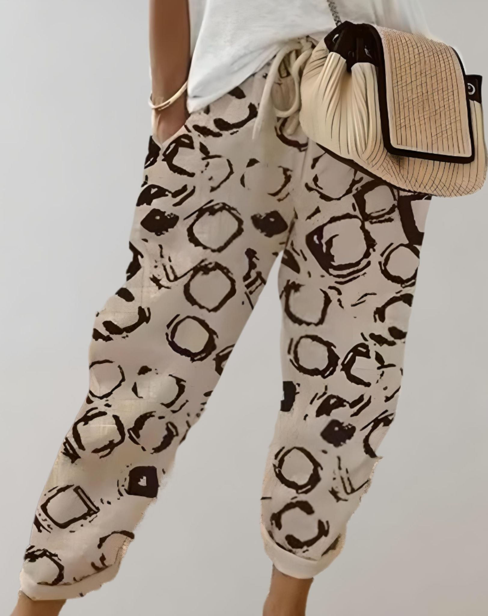 Kyla - Kurze Hose mit Strumpfband weitem Bein und zufälligem Design Hose
