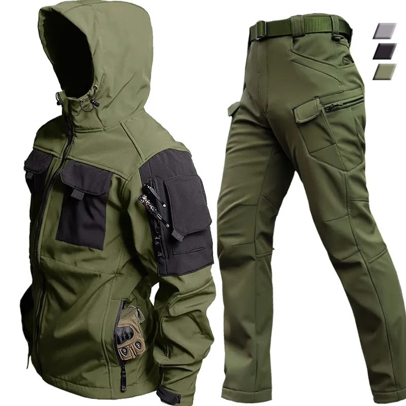 Herren Outdoor Tactical Set – wasserabweisende Jacke und Cargohose mit Multifunktionstaschen