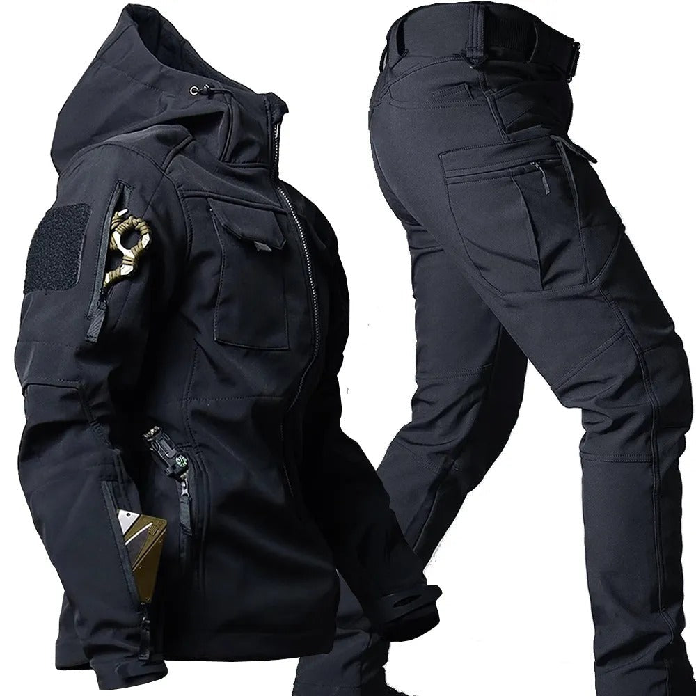 Herren Outdoor Tactical Set – wasserabweisende Jacke und Cargohose mit Multifunktionstaschen