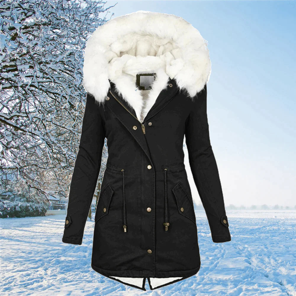 Damen Winterparka mit Kunstfellkapuze – Warmer, eleganter Mantel für kalte Tage