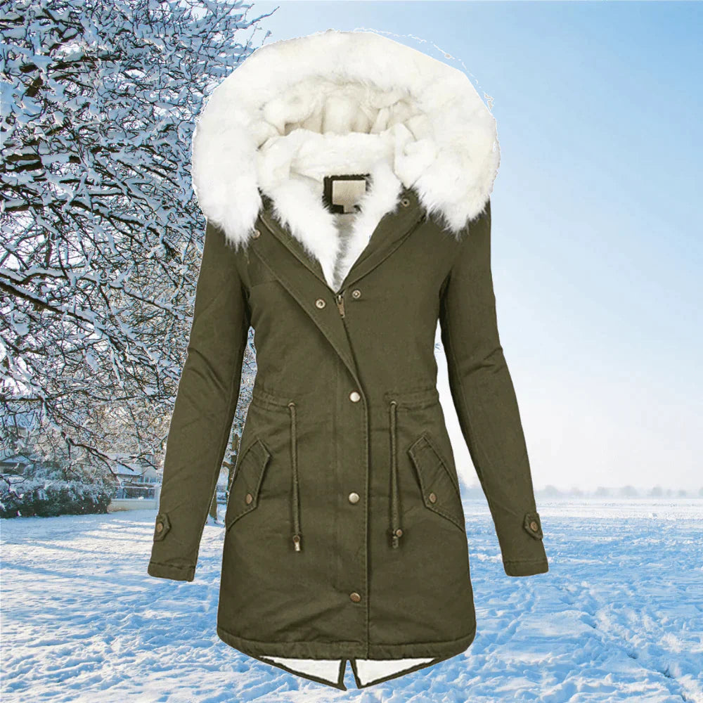 Damen Winterparka mit Kunstfellkapuze – Warmer, eleganter Mantel für kalte Tage