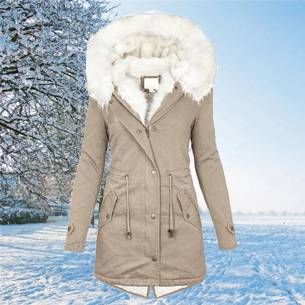 Damen Winterparka mit Kunstfellkapuze – Warmer, eleganter Mantel für kalte Tage