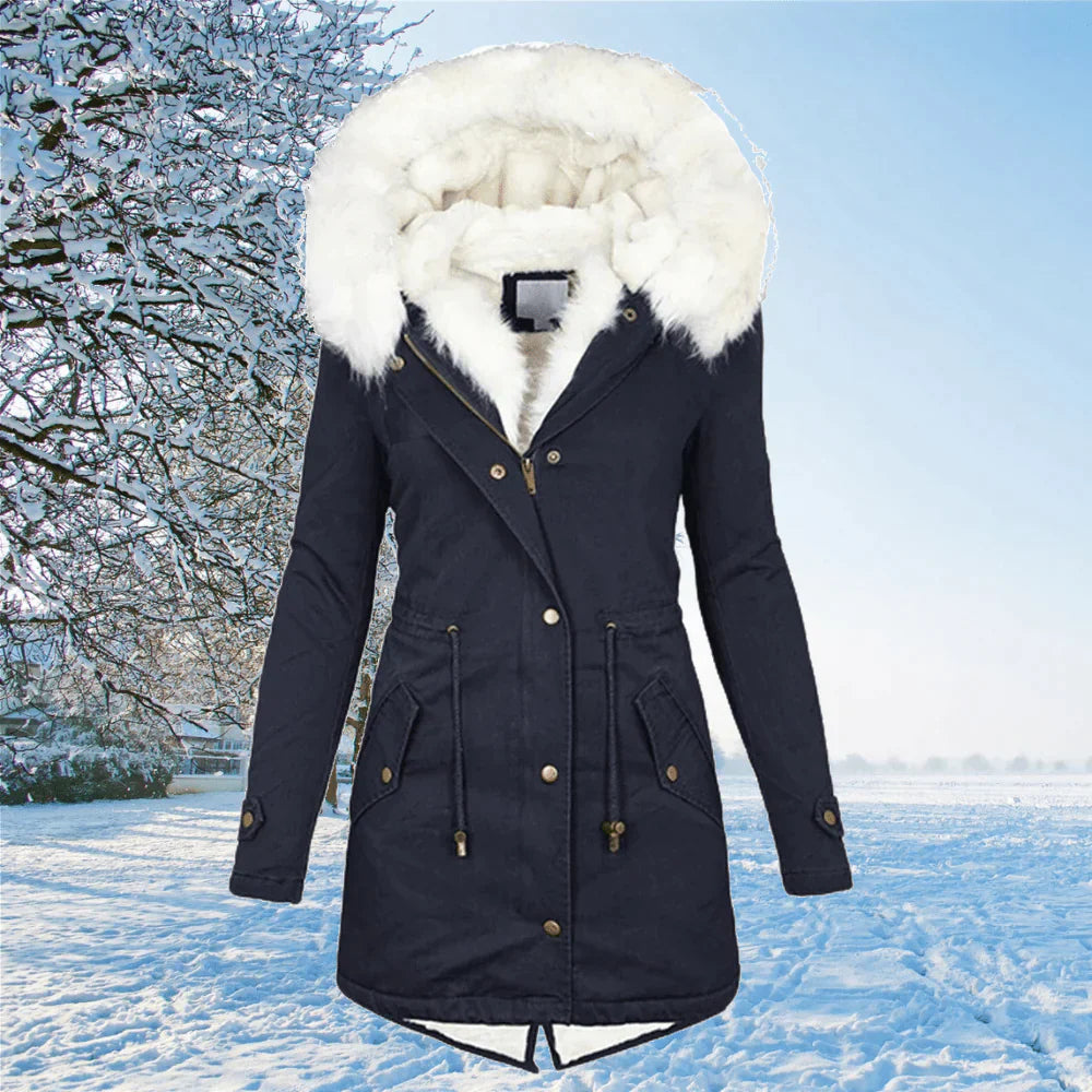 Damen Winterparka mit Kunstfellkapuze – Warmer, eleganter Mantel für kalte Tage