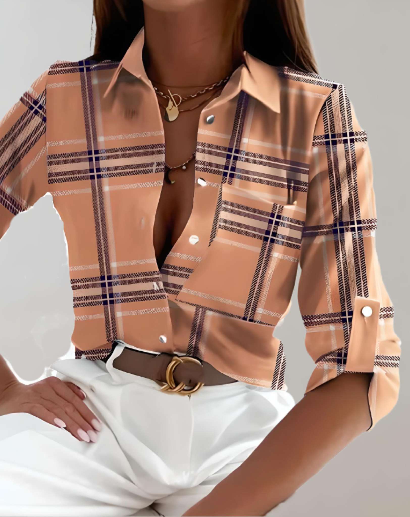 Phoebe -  Gut sitzendes Poloshirt mit Knöpfen und zufälligem Design Hemd
