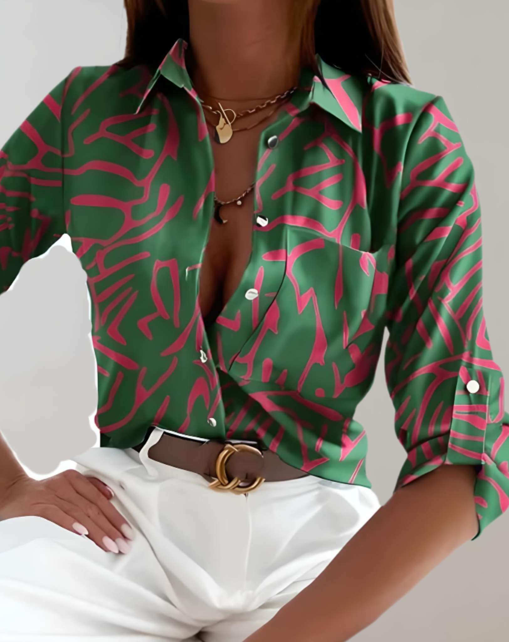 Phoebe -  Gut sitzendes Poloshirt mit Knöpfen und zufälligem Design Hemd