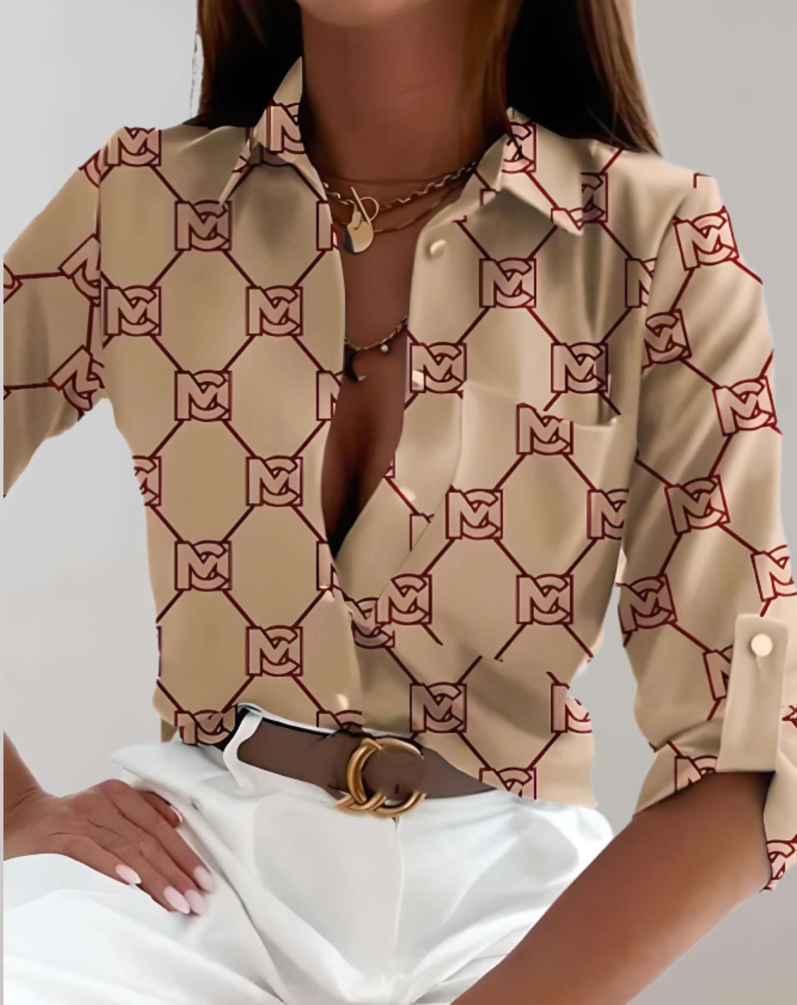 Phoebe -  Gut sitzendes Poloshirt mit Knöpfen und zufälligem Design Hemd