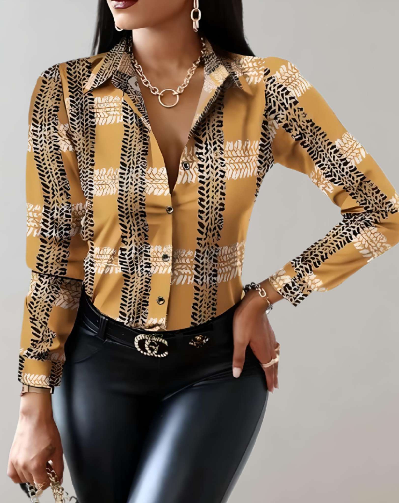 Phoebe -  Gut sitzendes Poloshirt mit Knöpfen und zufälligem Design Hemd