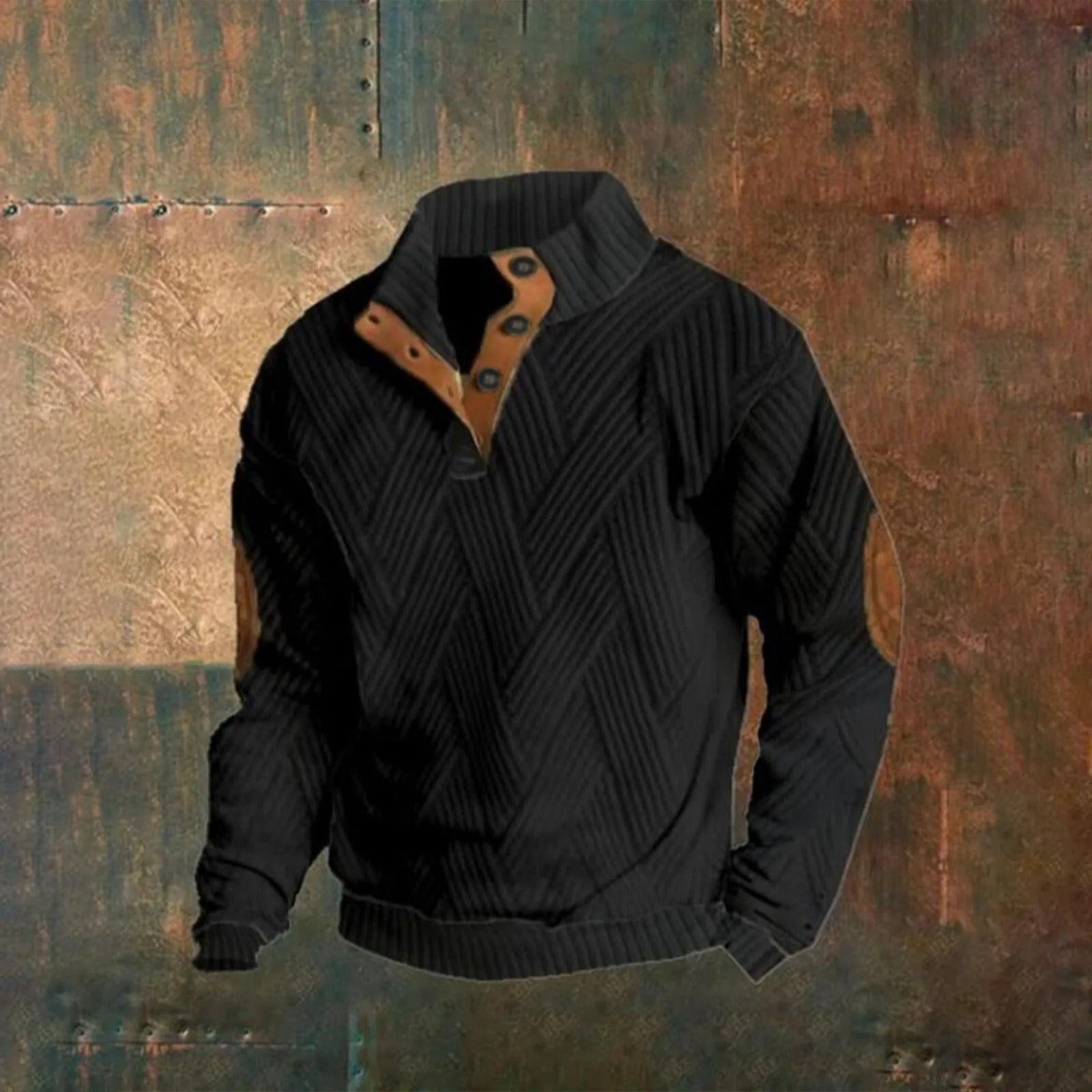 Lässiges Herren-Sweatshirt mit Karomuster und Knöpfen für stilbewusste Männer