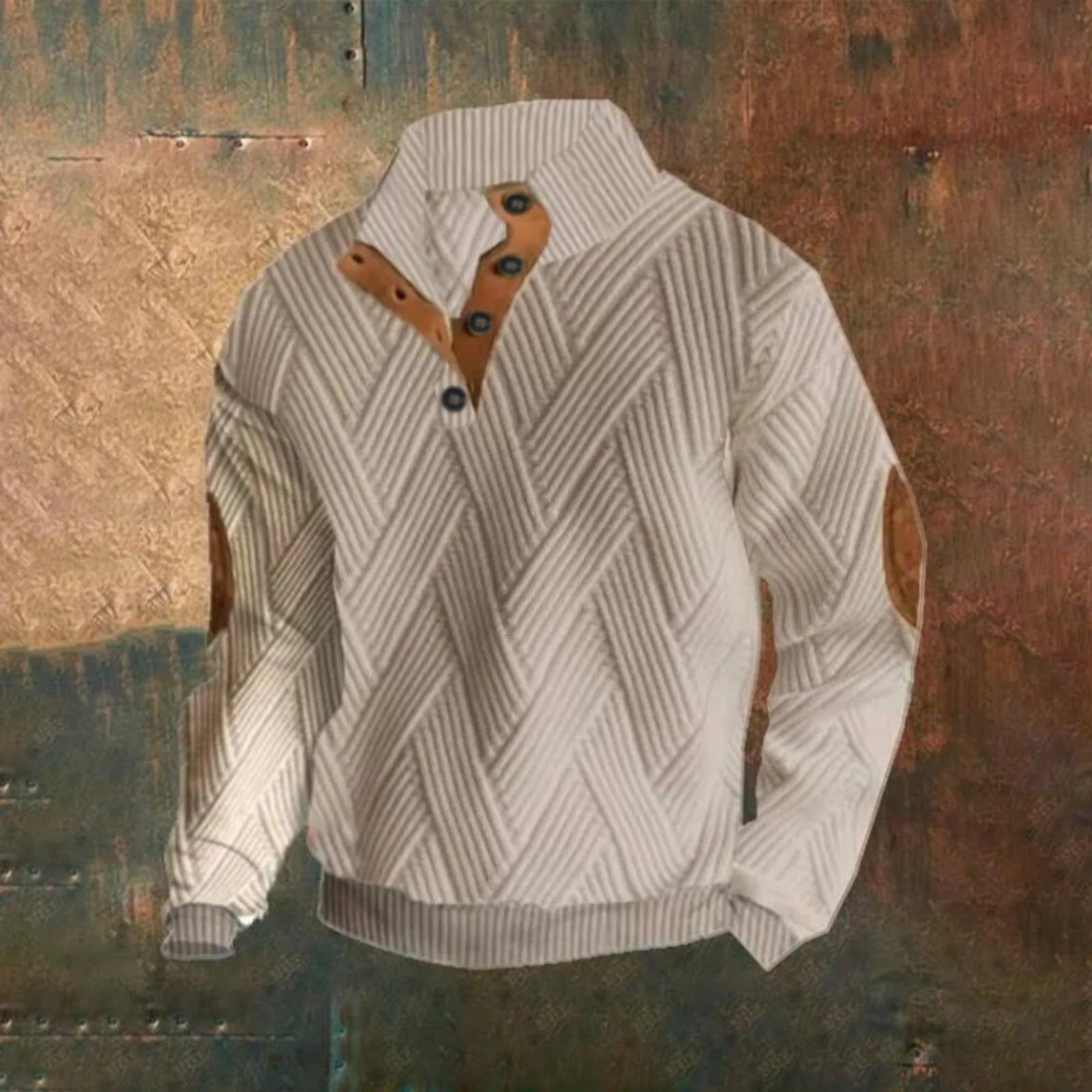Lässiges Herren-Sweatshirt mit Karomuster und Knöpfen für stilbewusste Männer