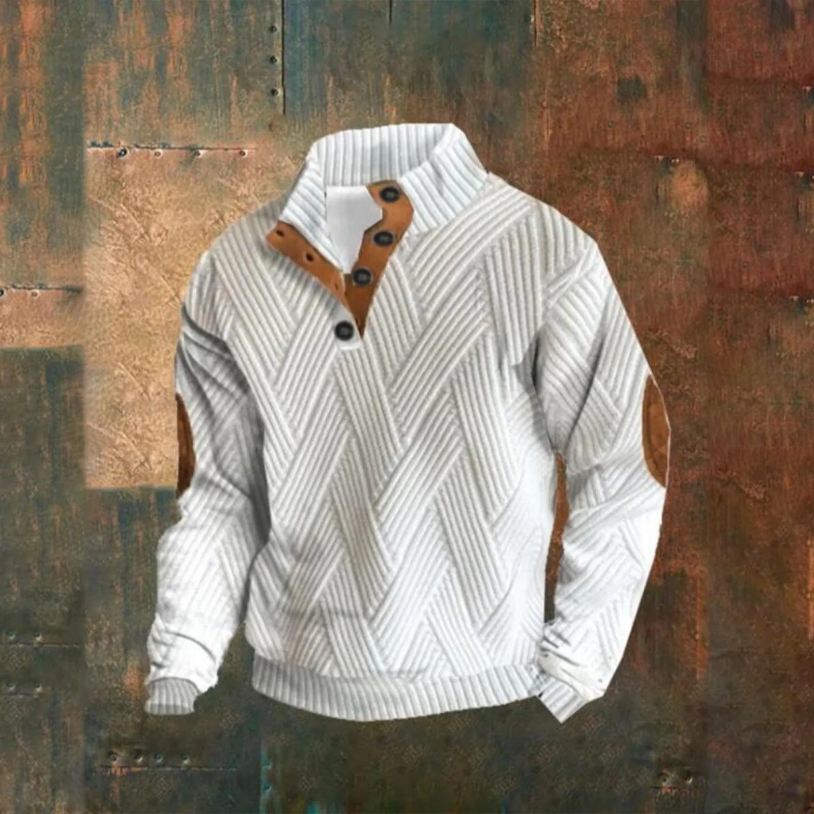 Lässiges Herren-Sweatshirt mit Karomuster und Knöpfen für stilbewusste Männer