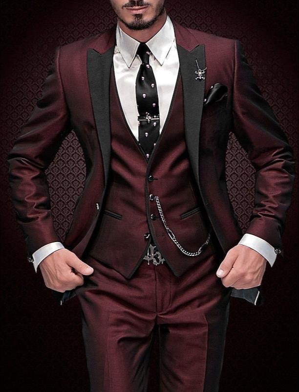 Eleganter 3-teiliger Anzug für Herren – Slim Fit Businessanzug mit Weste und Krawatte