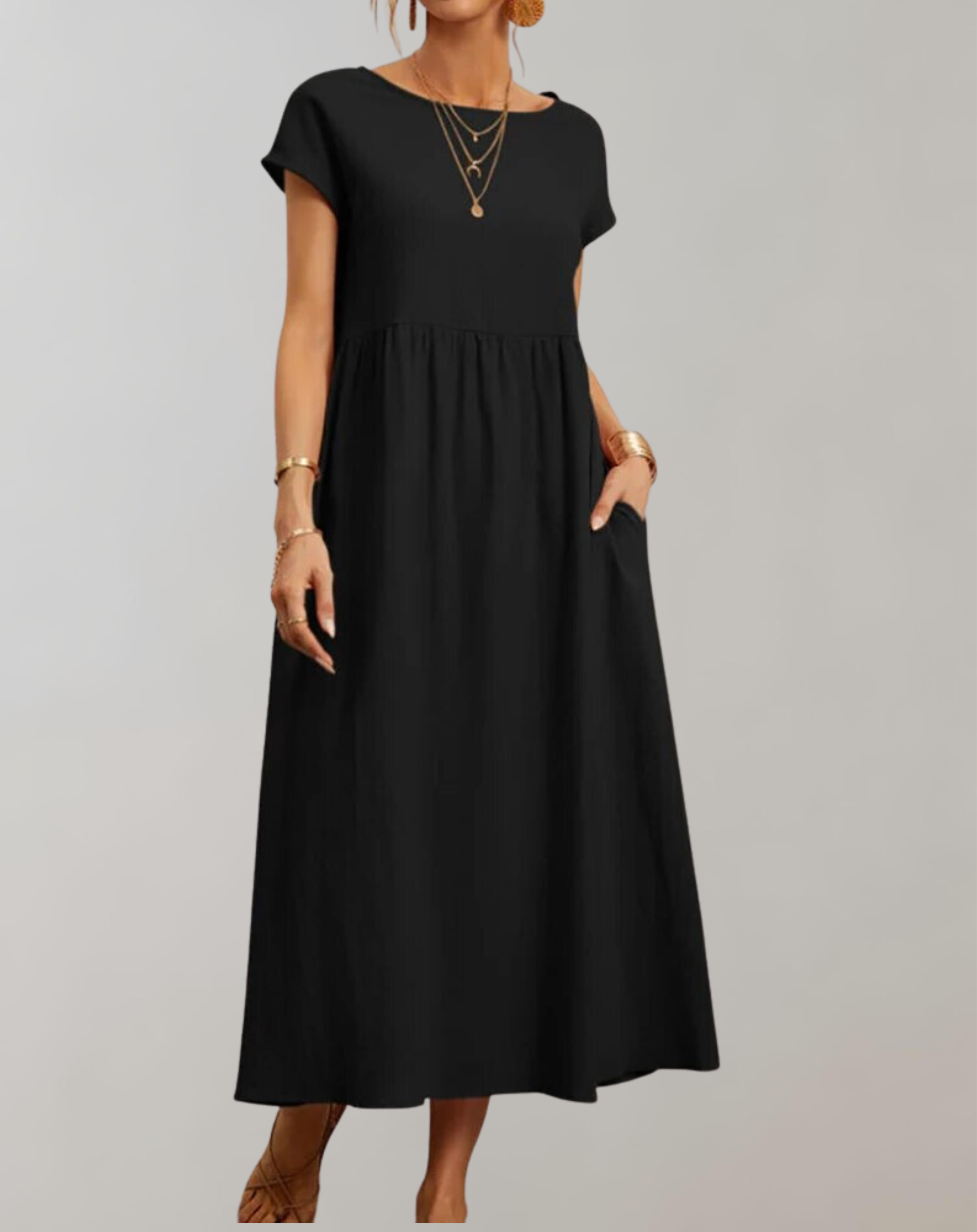 Ella - Vintage Solides Midikleid