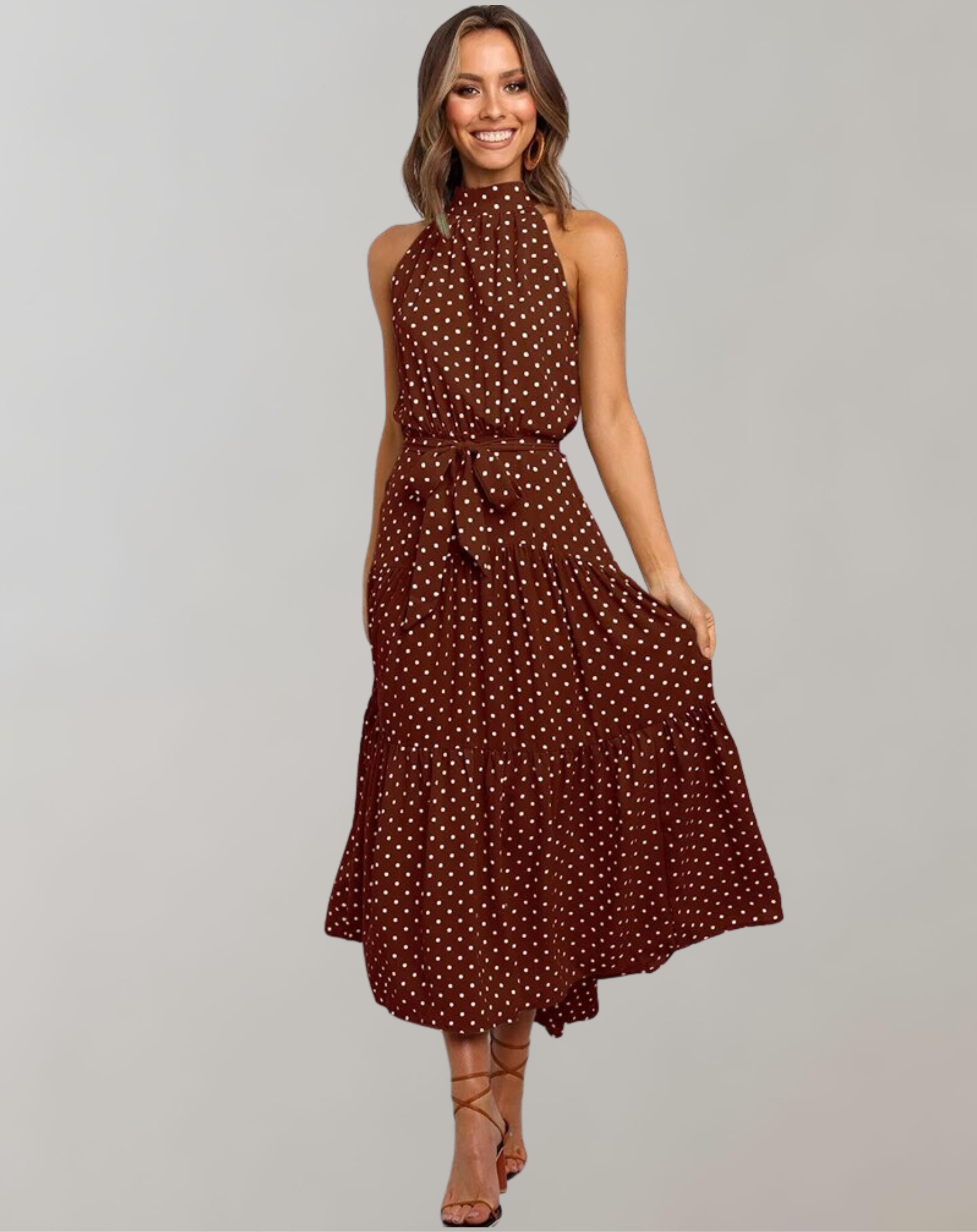 Britta - Langes Kleid Polka Dot Casual