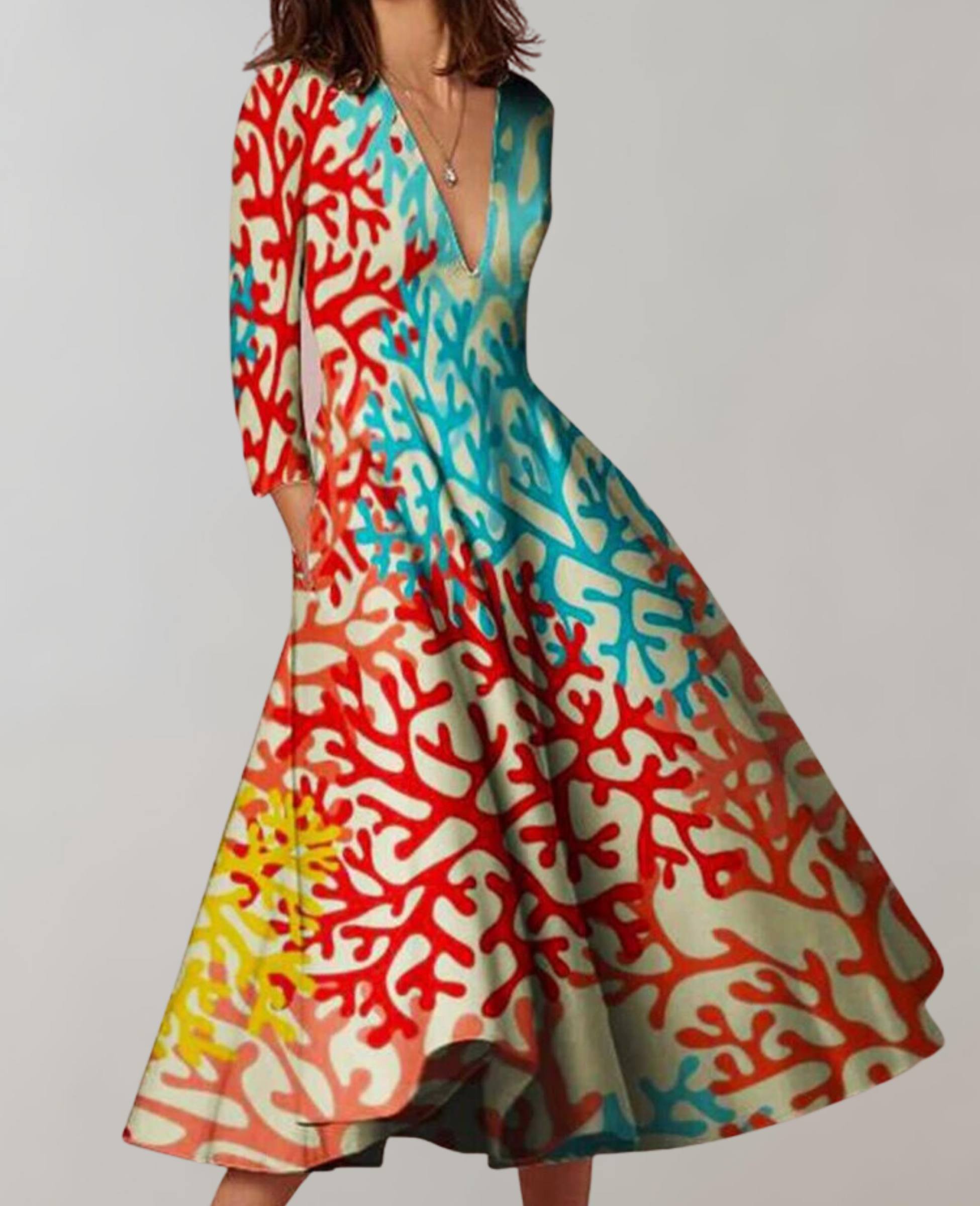 Pia - Loser Saum Langes Kleid