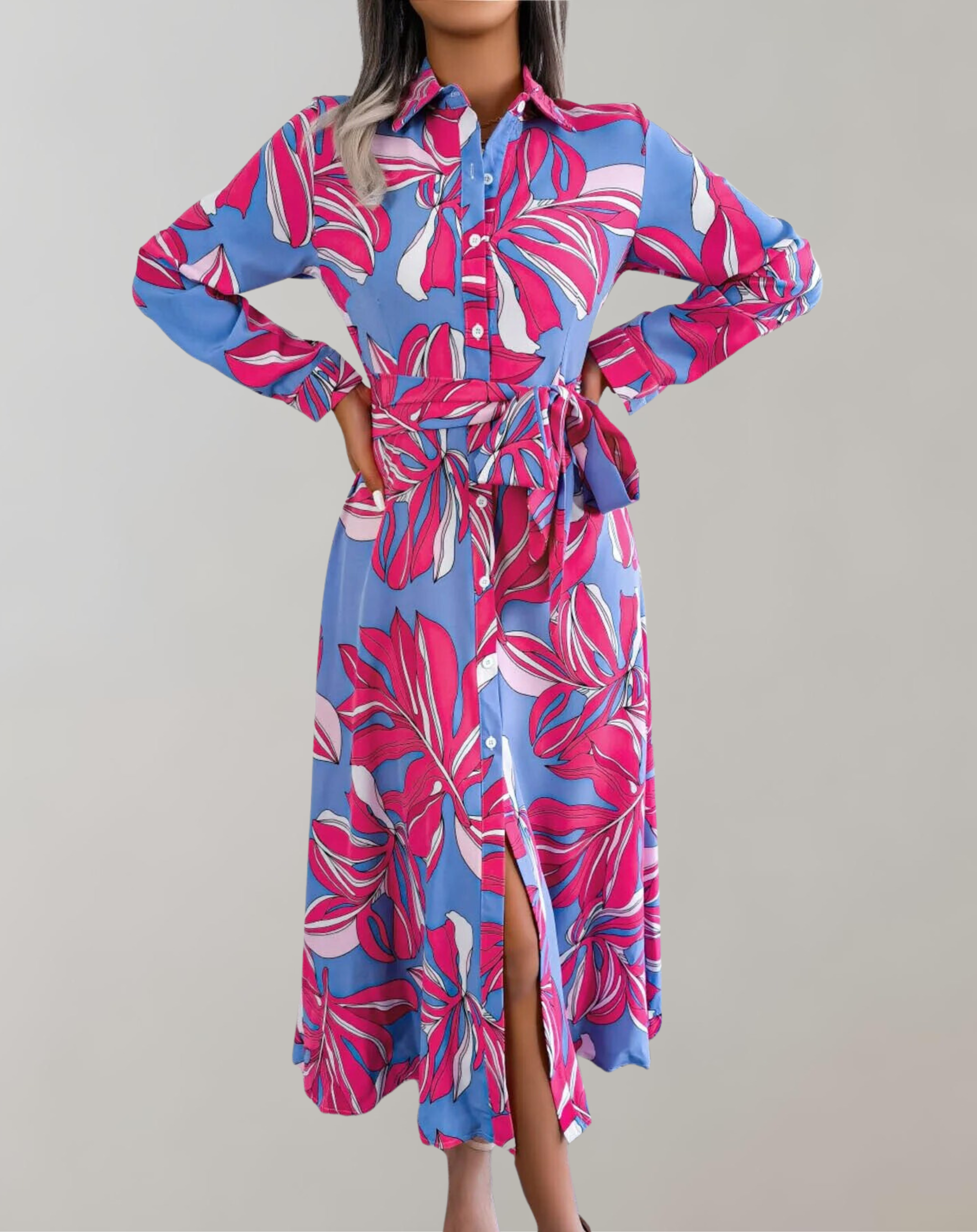 Melanie - Lange Kleider mit Blattmuster für Frauen