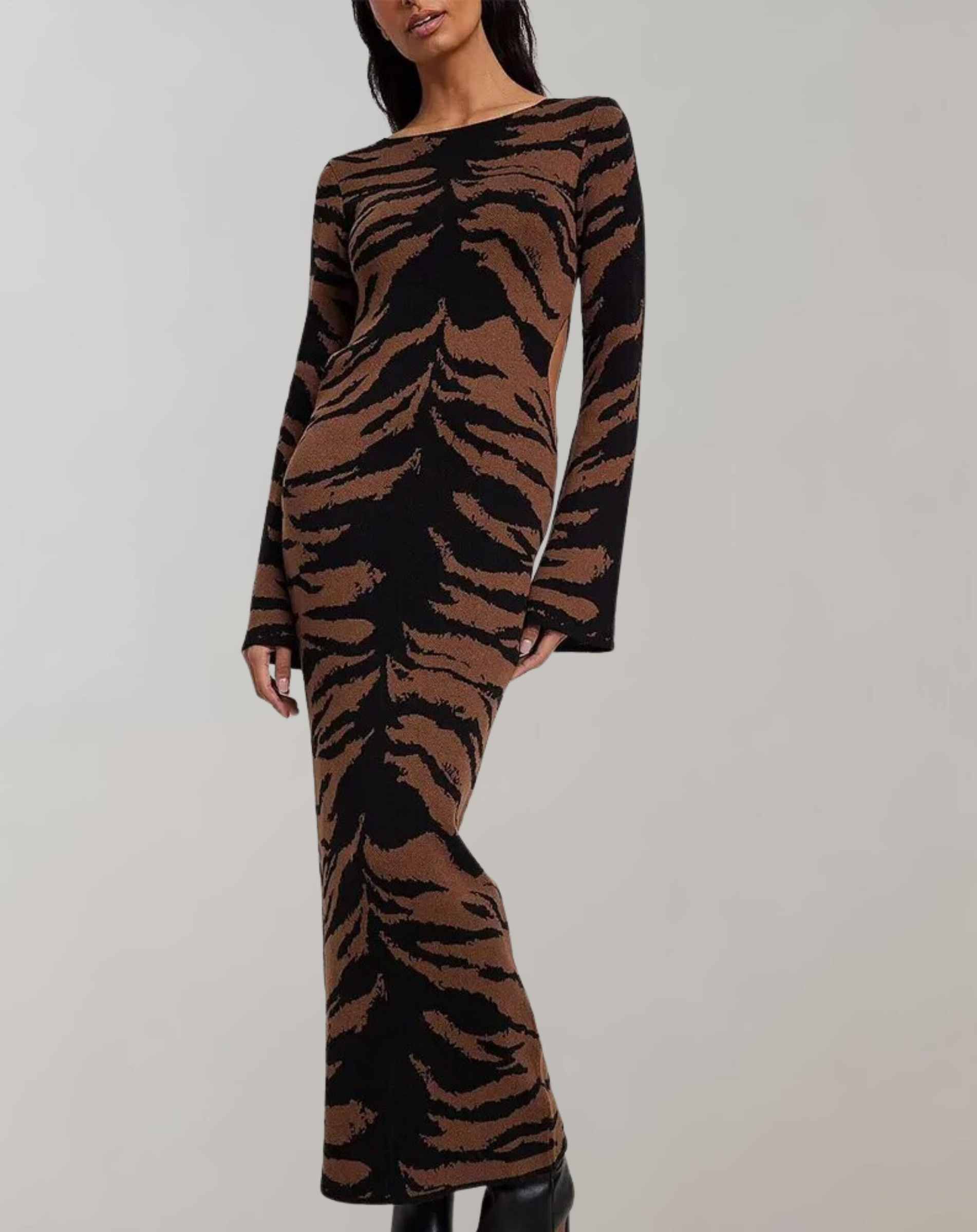 Maria -  Elegantes Gestreiftes Maxikleid