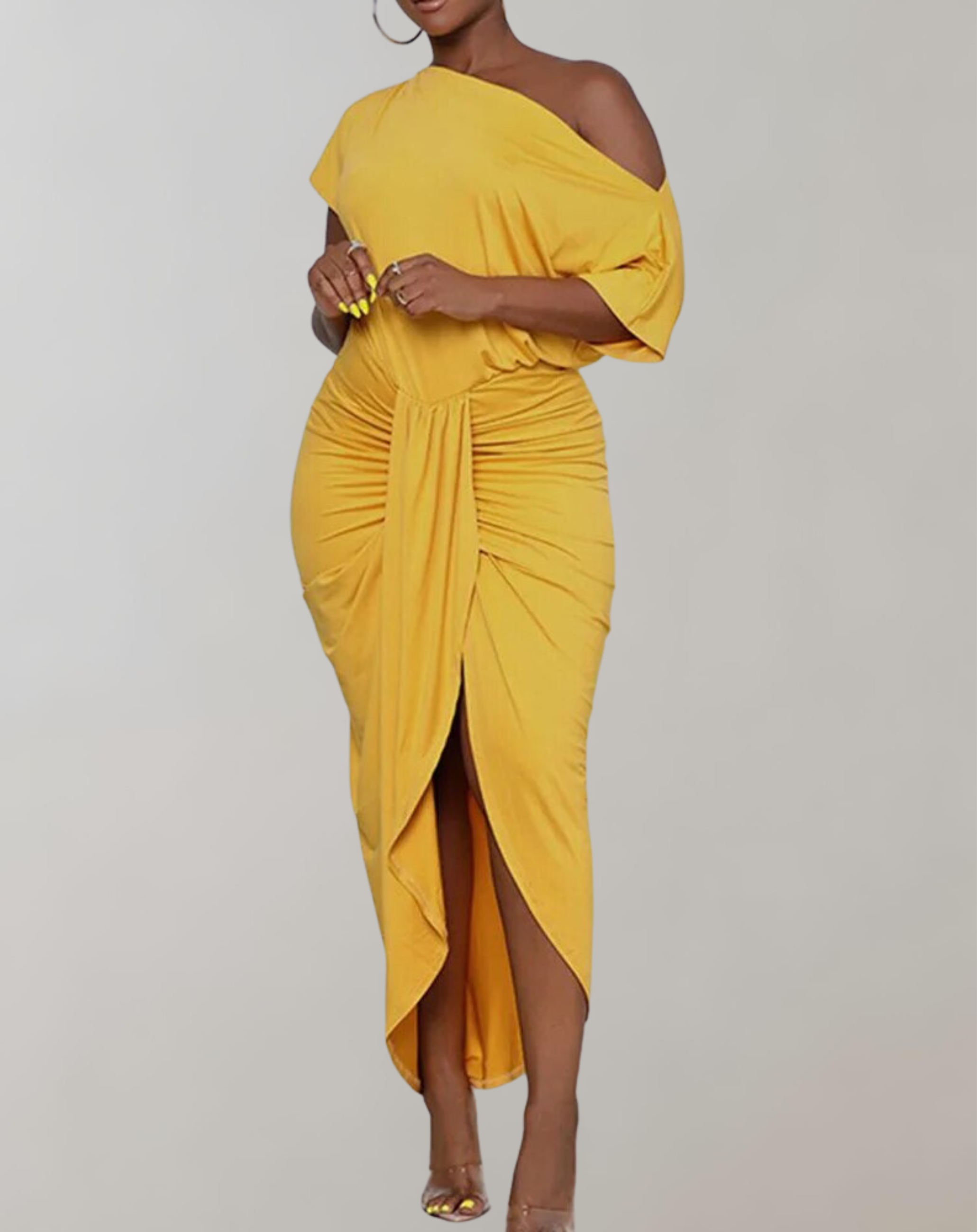 Elvira - Neck Sheath Drapiertes Maxikleid