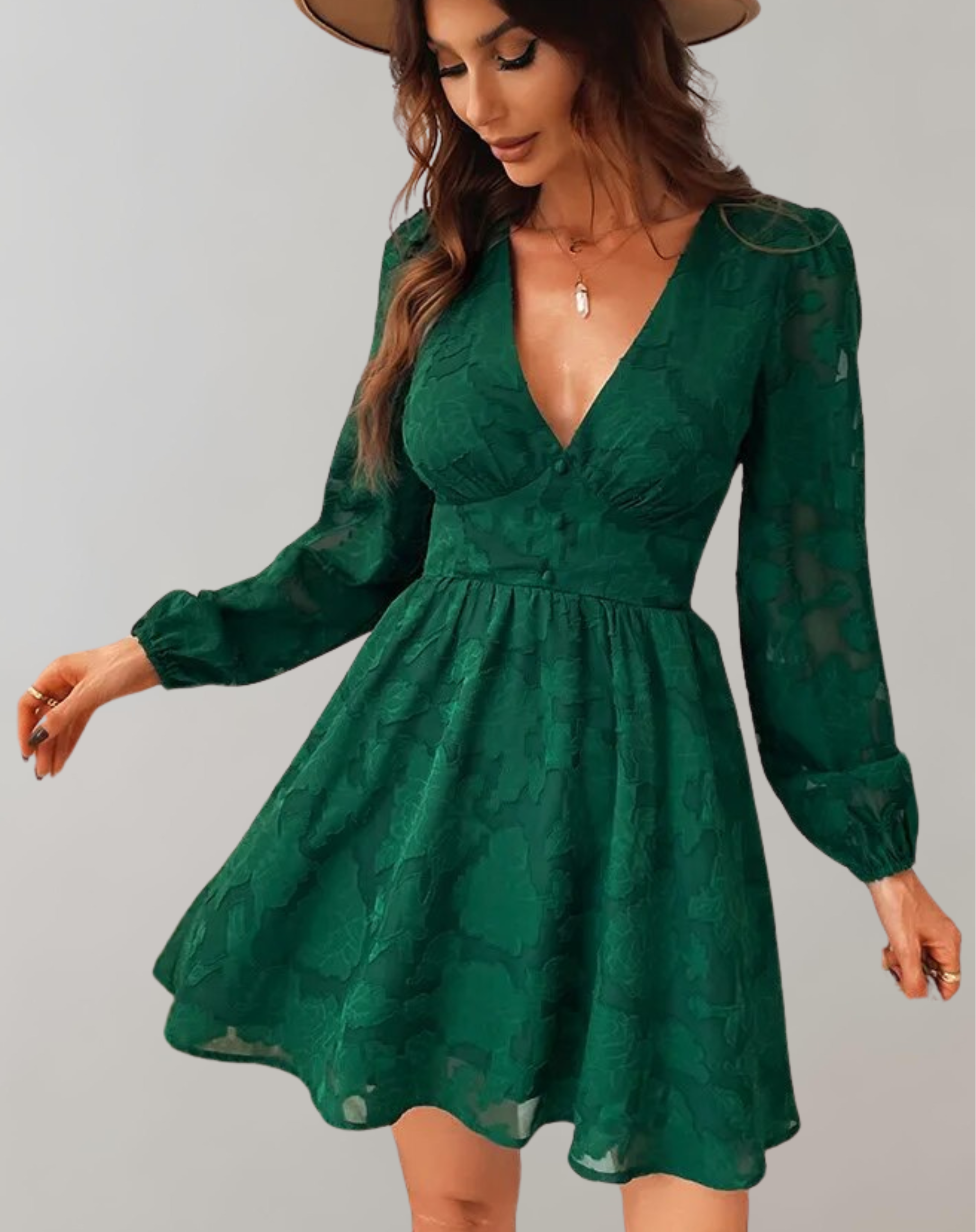 Claret - V-Ausschnitt Minikleid