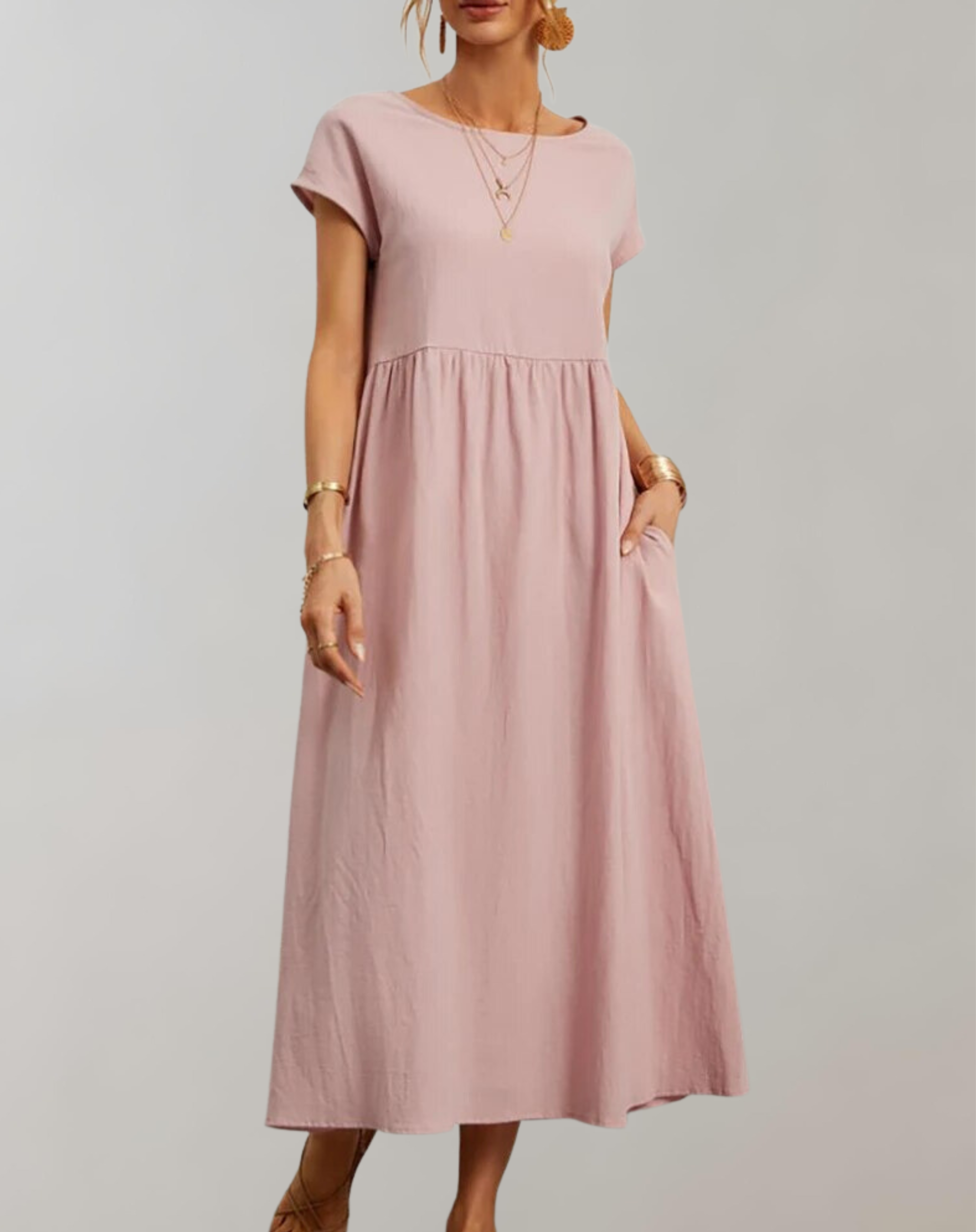 Ella - Vintage Solides Midikleid