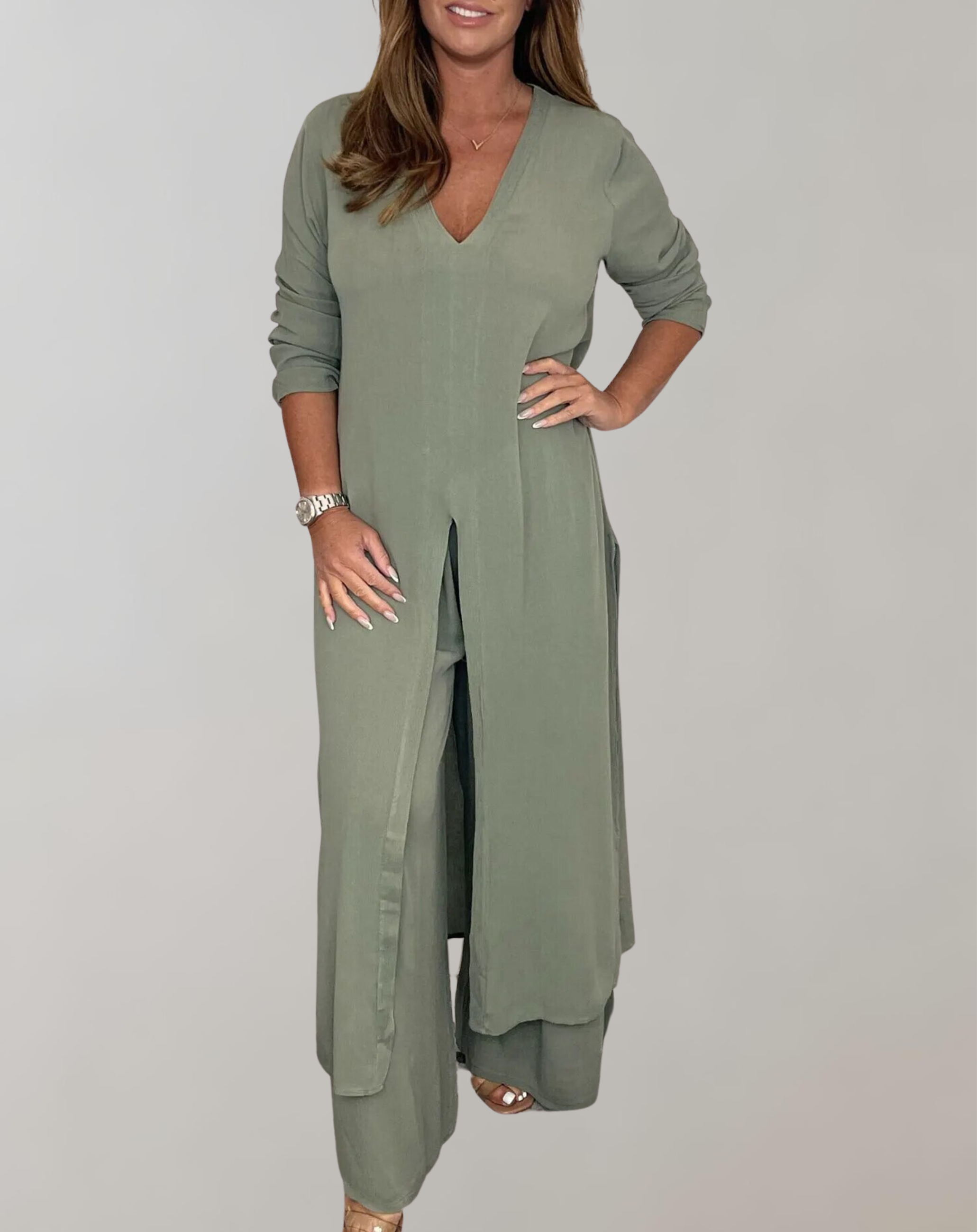 Wela - Langes Top mit elegantem hohem Schlitz