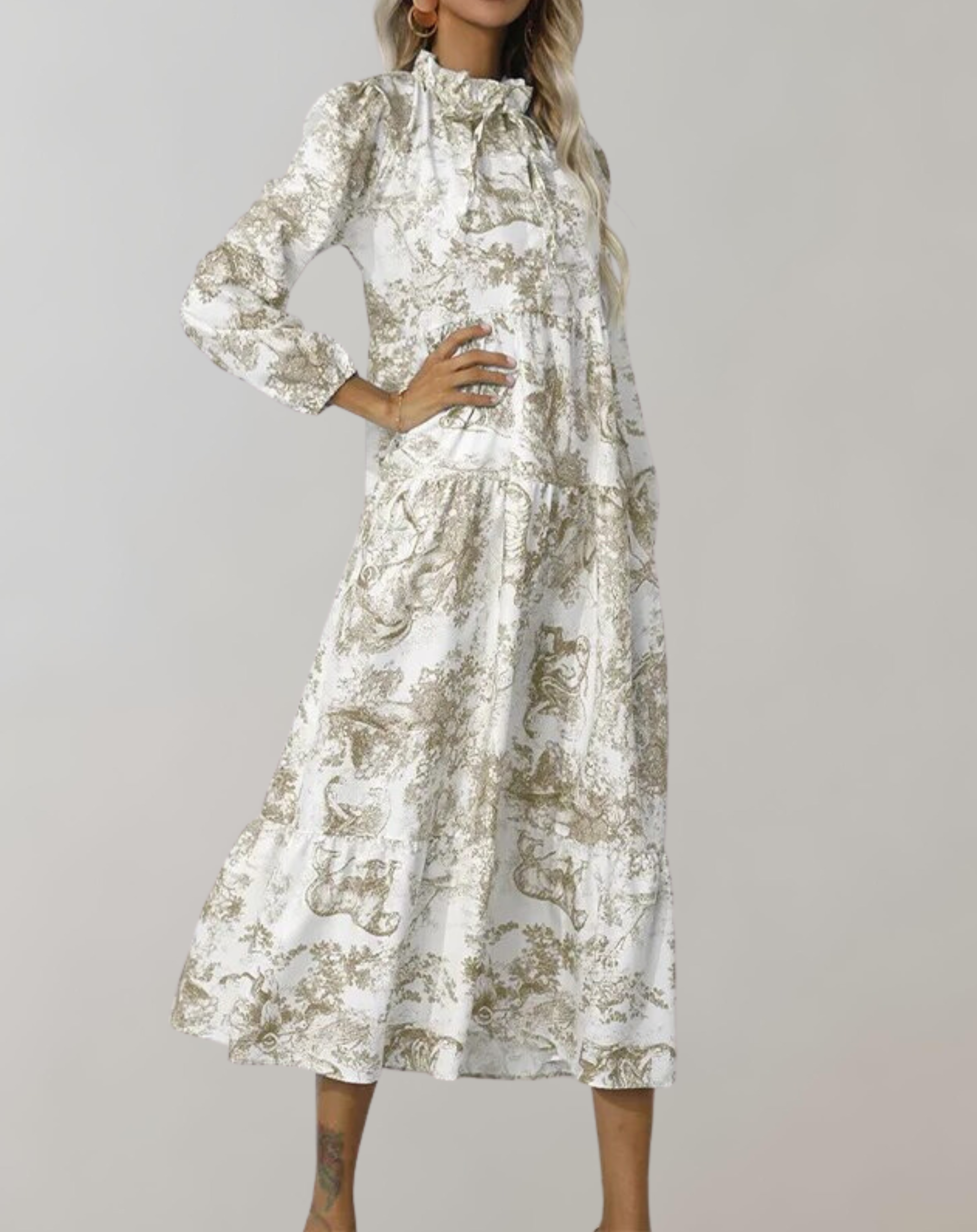 Sterre - Neue Langarm Frauen Midi-Kleid