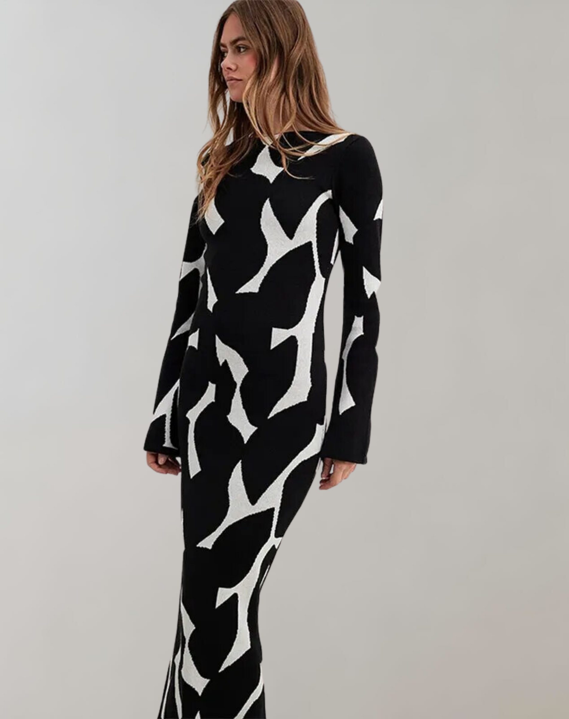 Maria -  Elegantes Gestreiftes Maxikleid