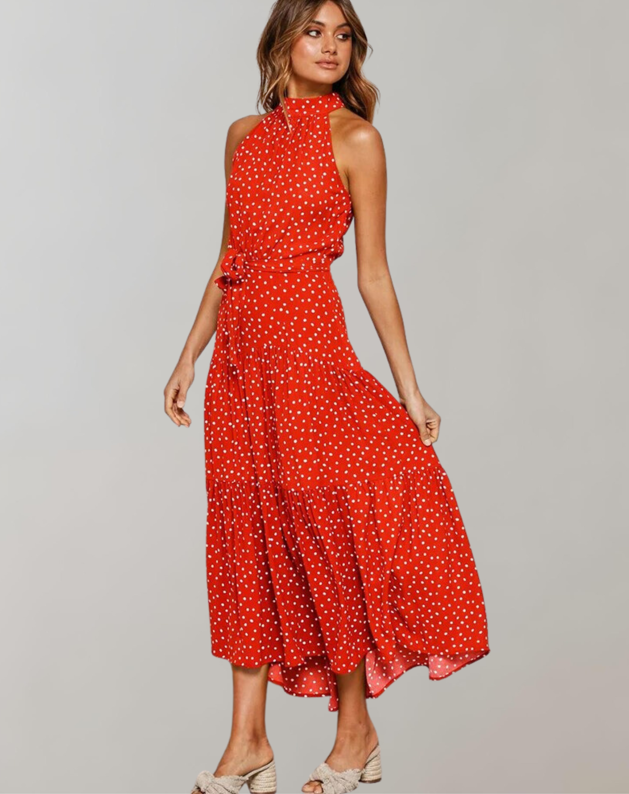 Britta - Langes Kleid Polka Dot Casual